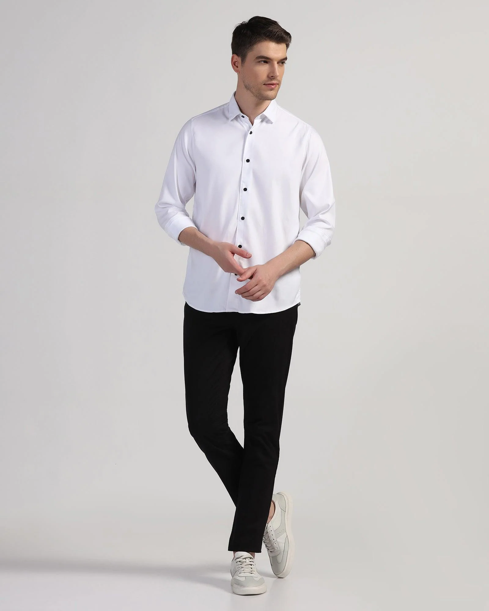 Casual White Solid Shirt - Sula - Image 3