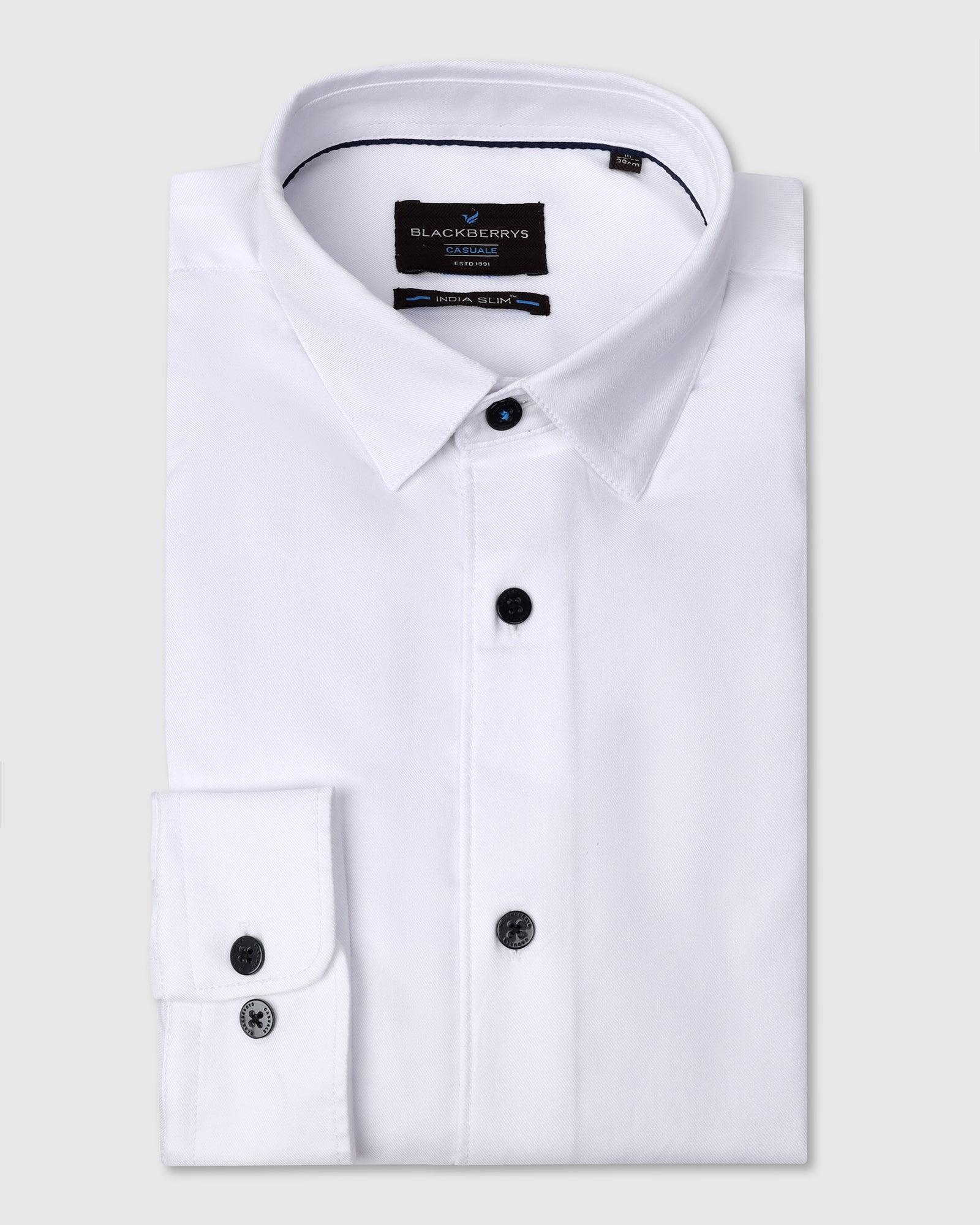 Casual White Solid Shirt - Sula - Image 5