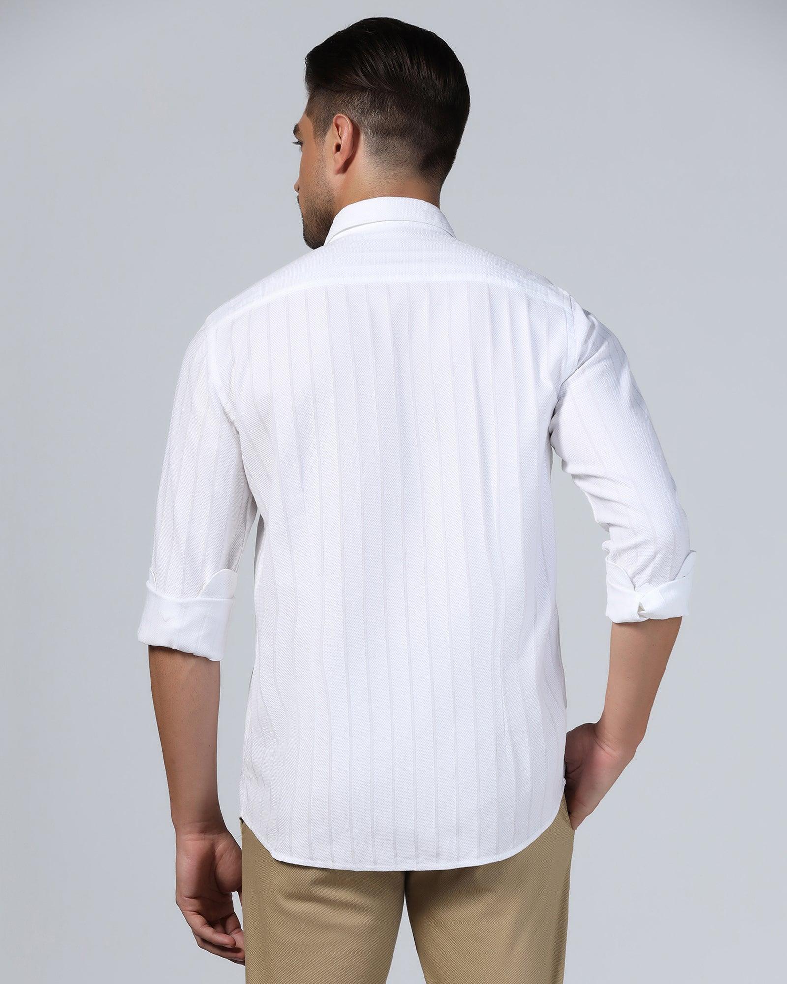 Casual White Stripe Shirt - Tuscany - Image 2