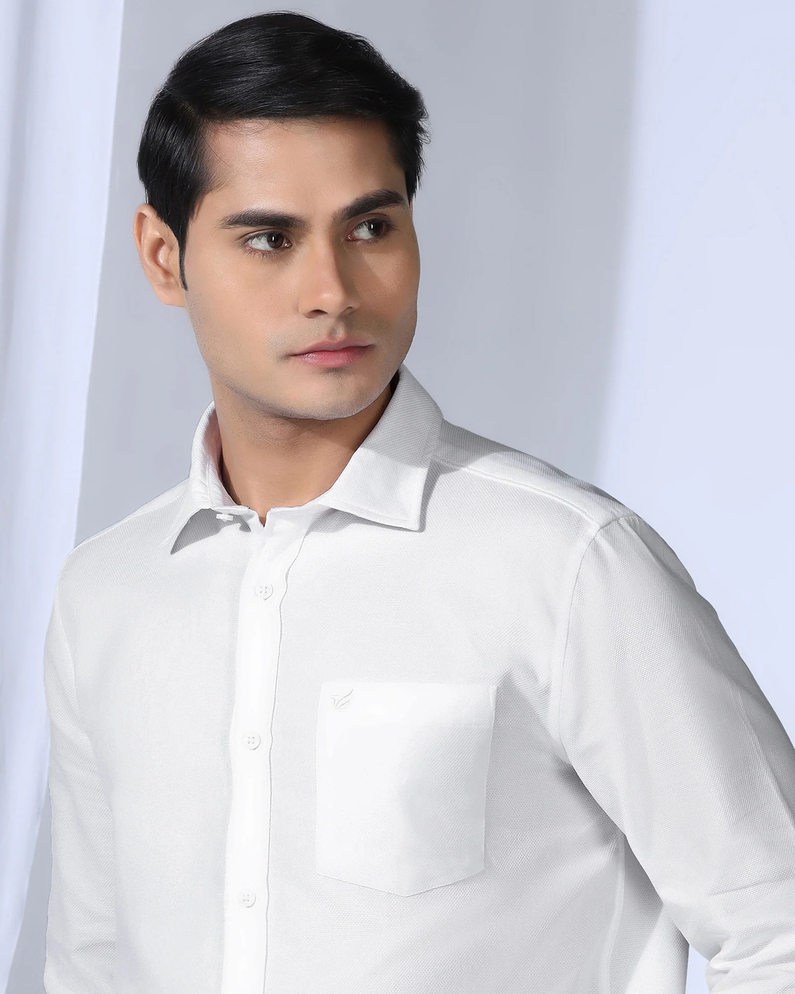 Casual White Textured Shirt - Caty - Image 4