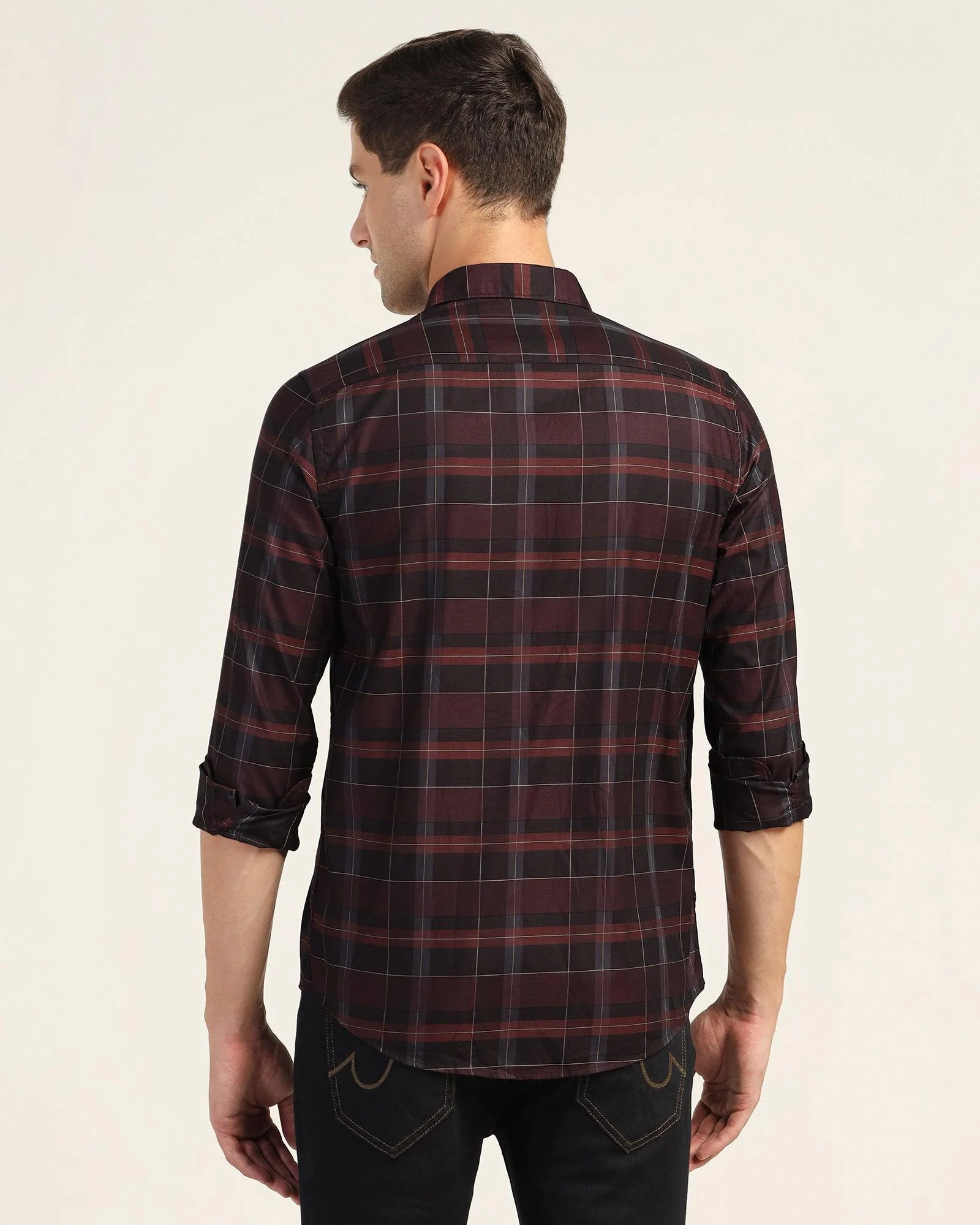 Casual Wine Check Shirt - Niger - Image 2