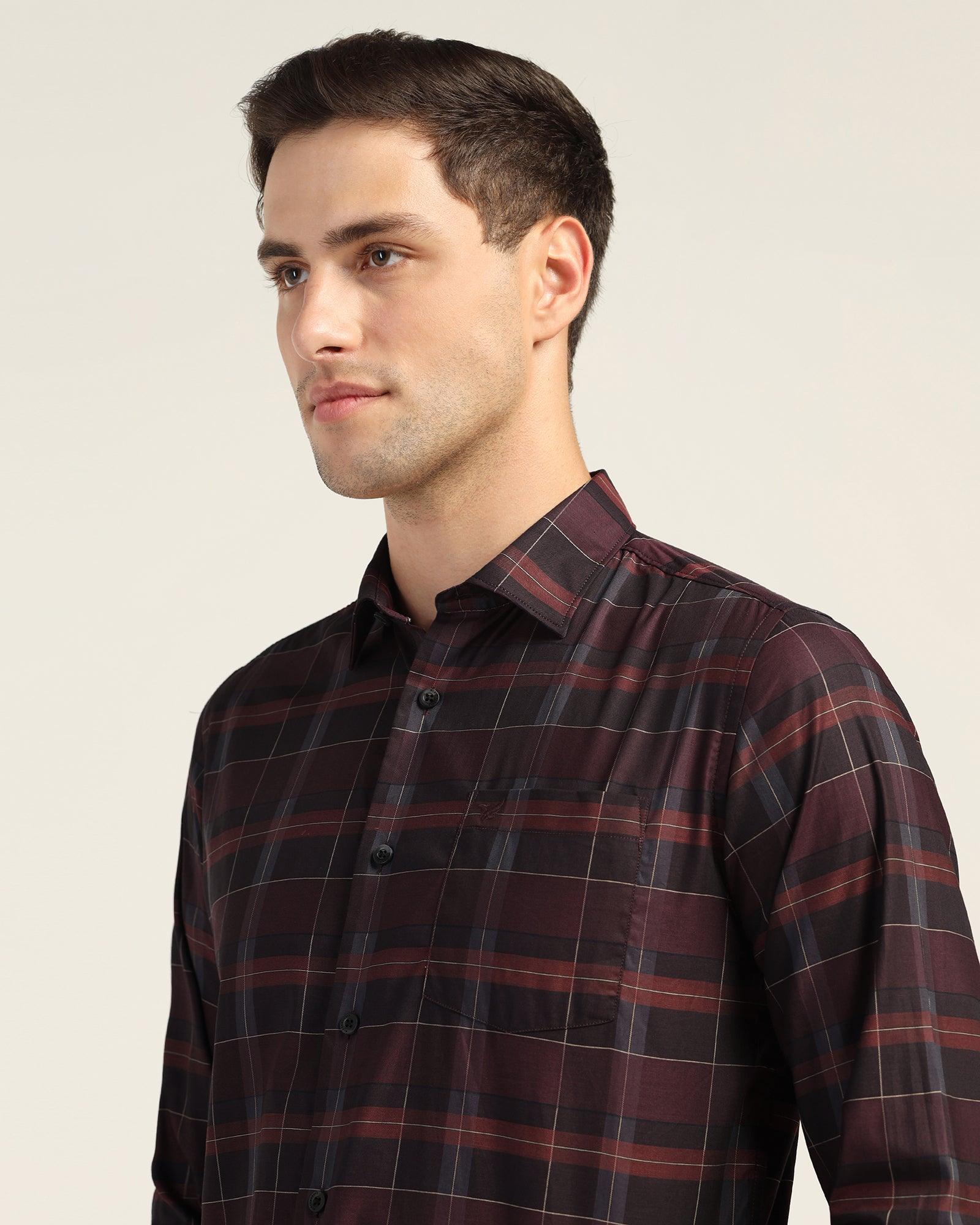Casual Wine Check Shirt - Niger - Image 4