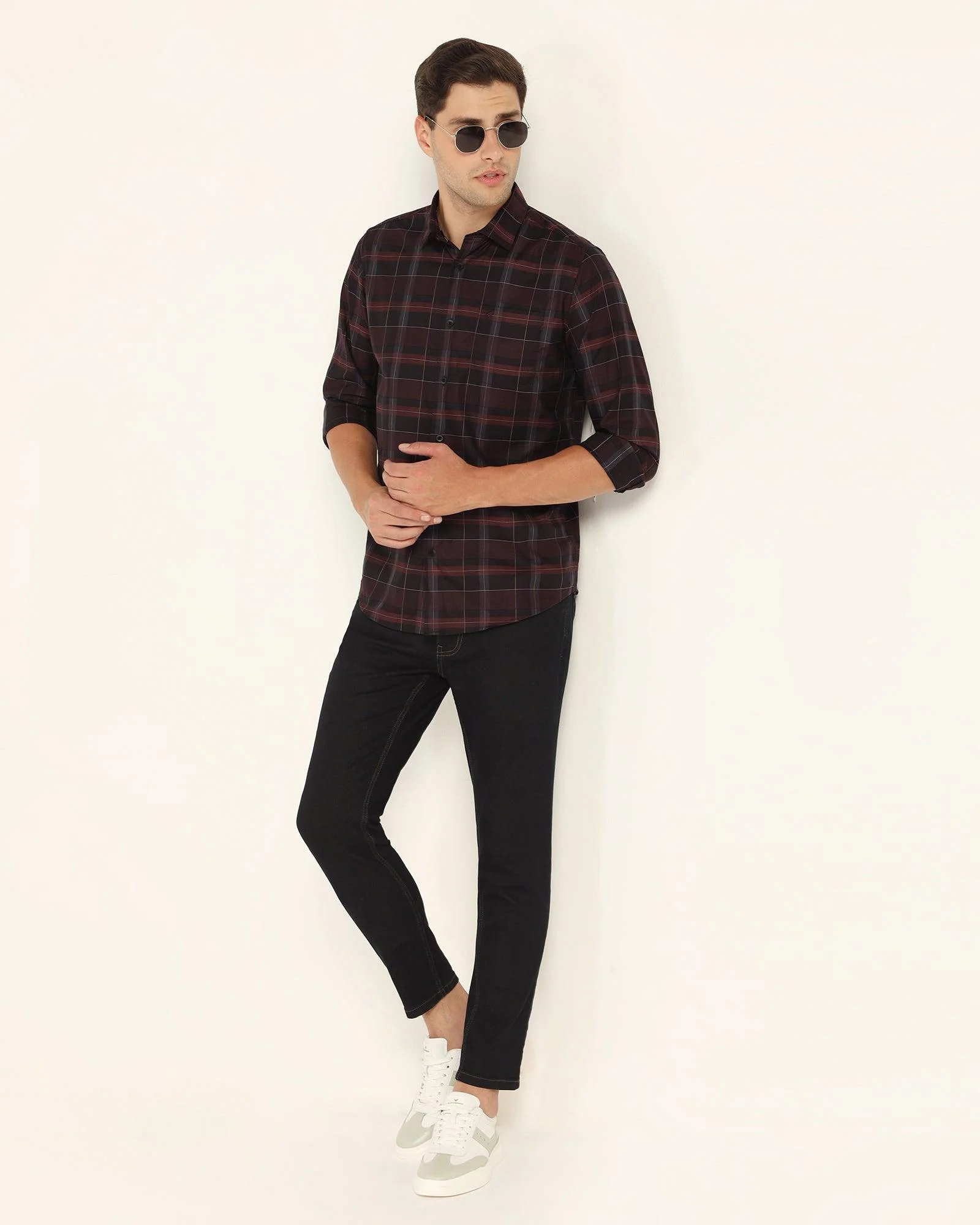 Casual Wine Check Shirt - Niger - Image 5