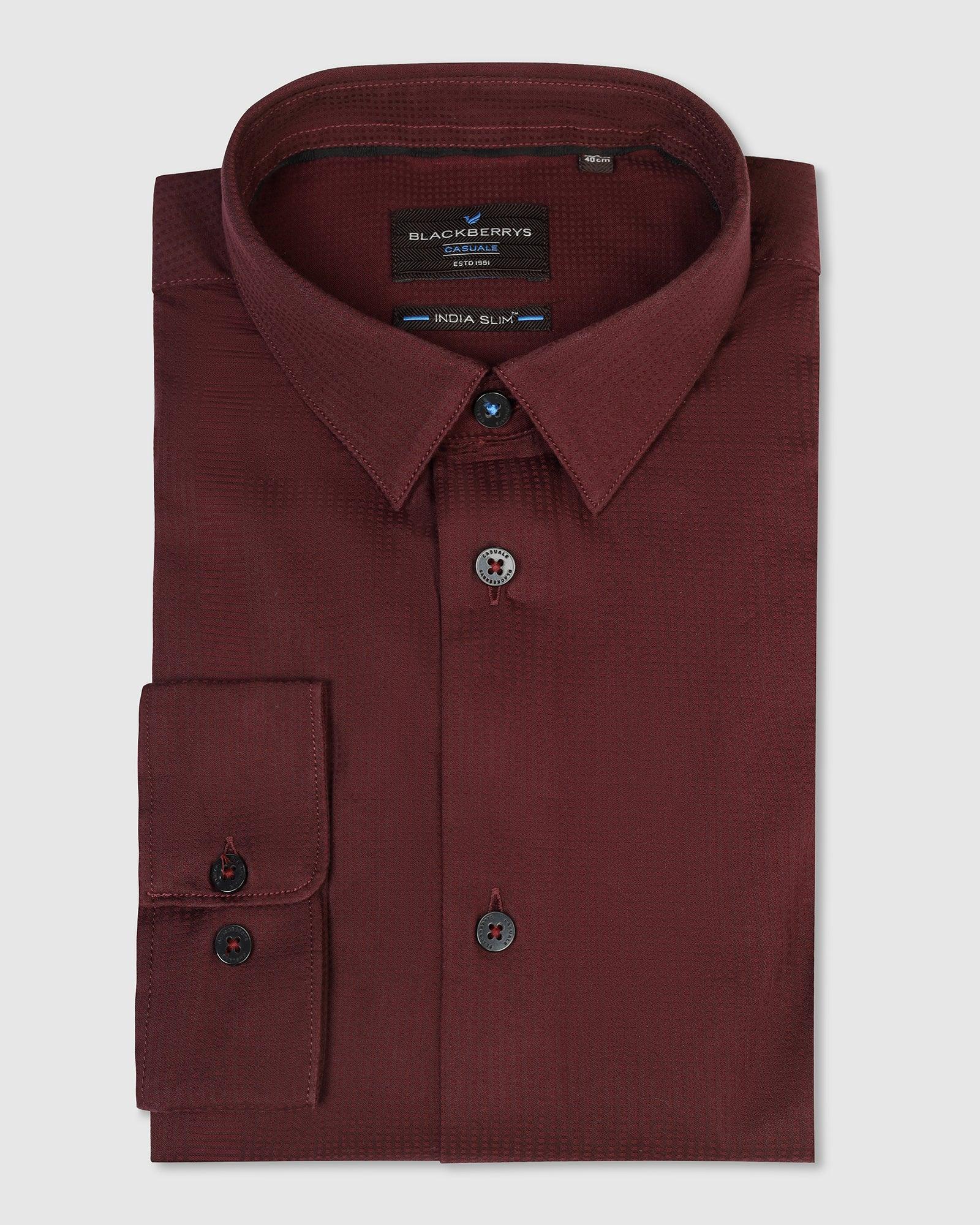 Casual Wine Textured Shirt - Port - Image 5