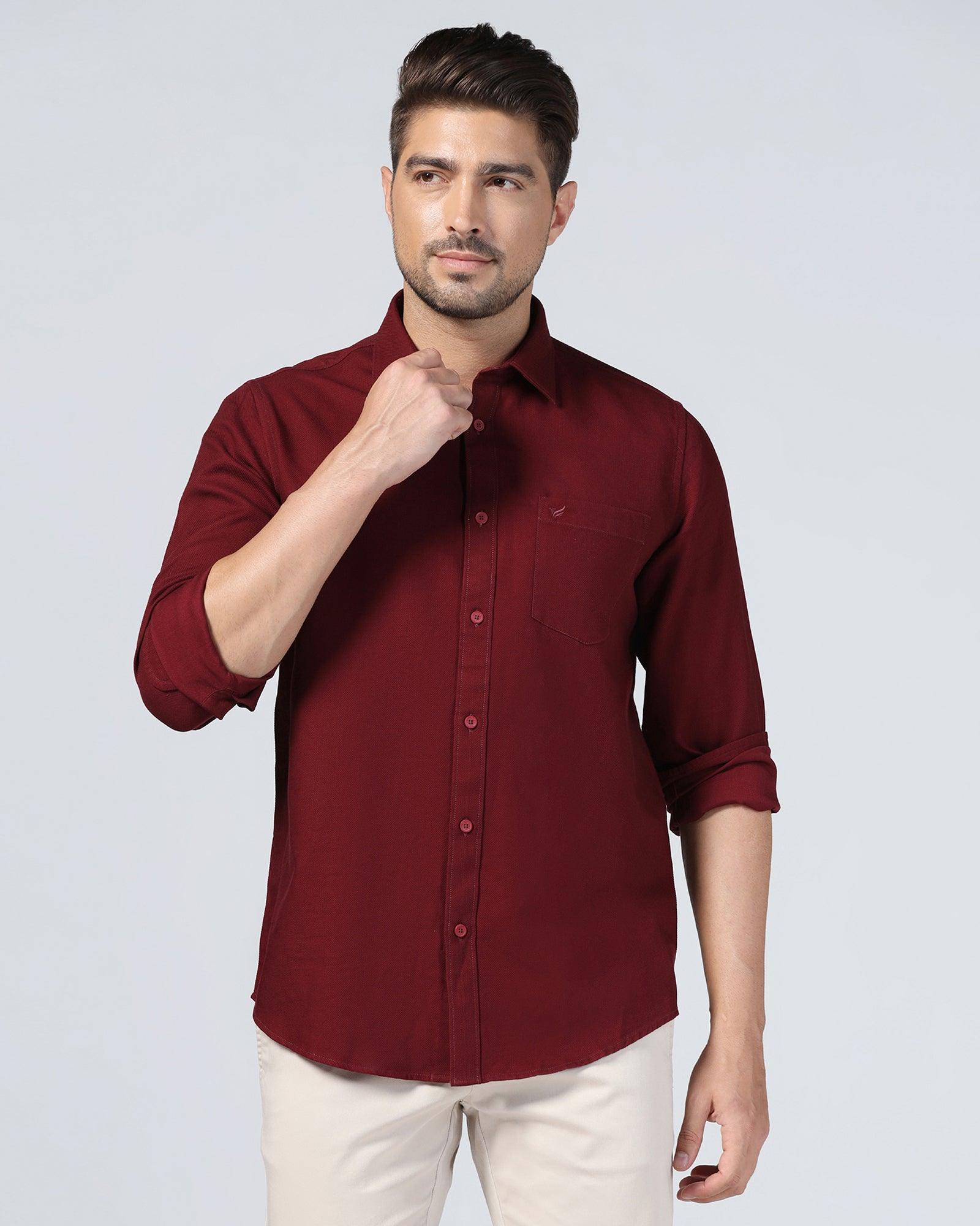 Casual Wine Textured Shirt - Caty - Image 7