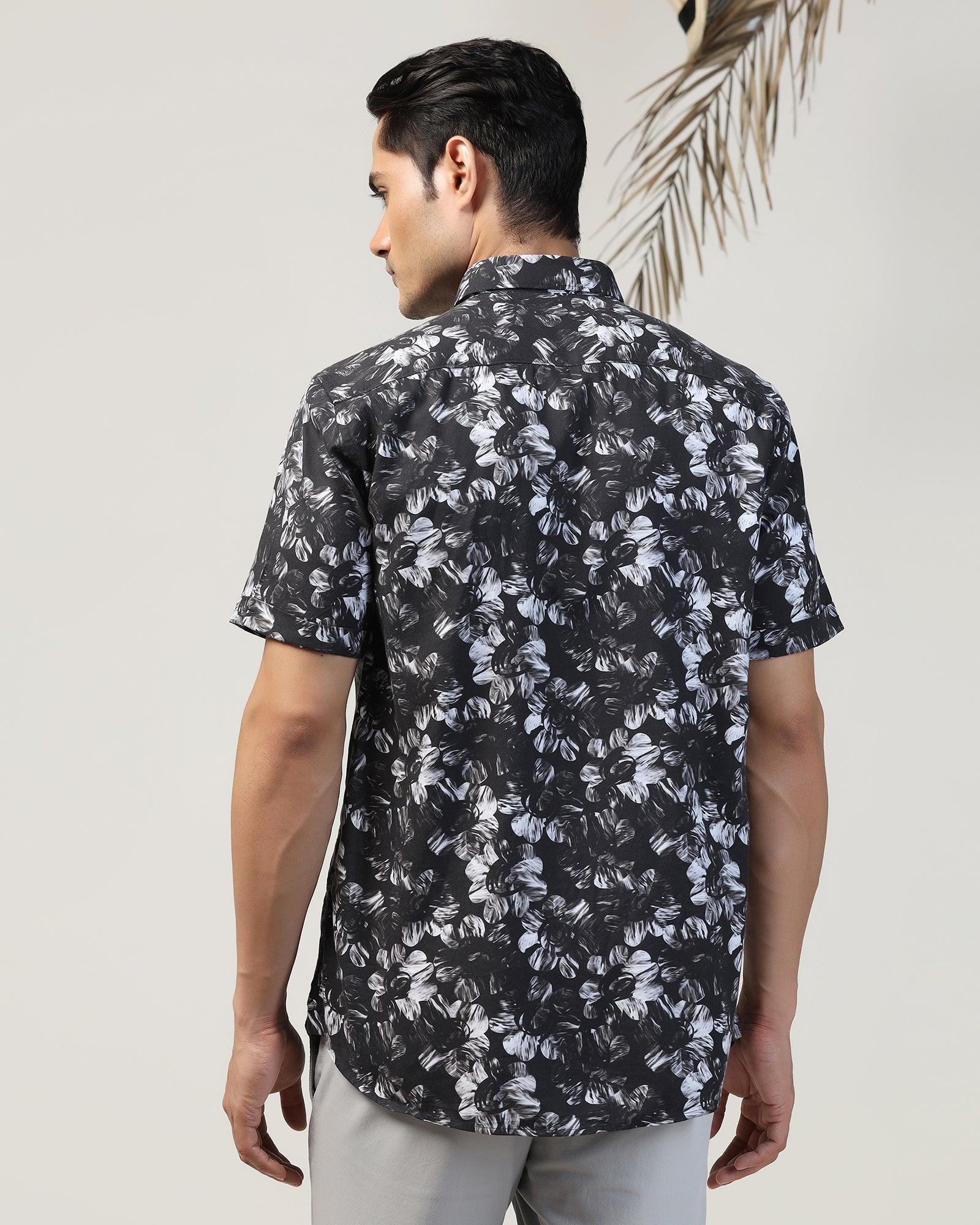 Casual Half Sleeve Black Printed Shirt - Emaar - Image 2