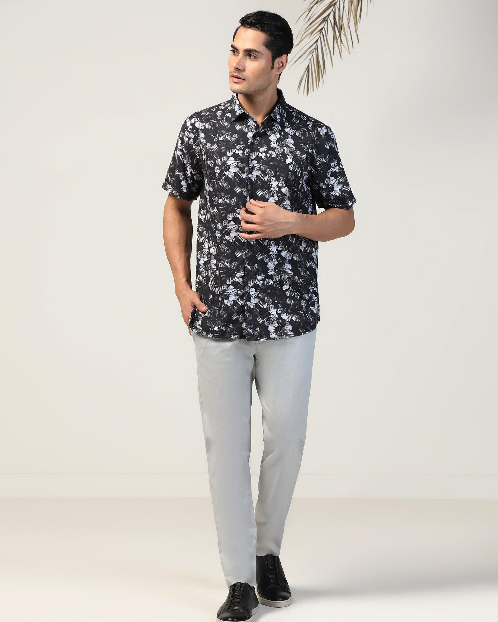 Casual Half Sleeve Black Printed Shirt - Emaar - Image 3