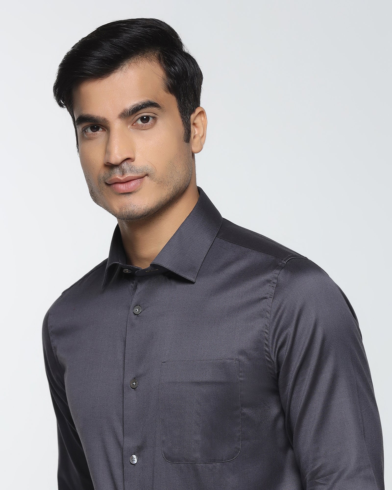 Charcoal Black Luxe Textured Shirt - Crypto - Image 2