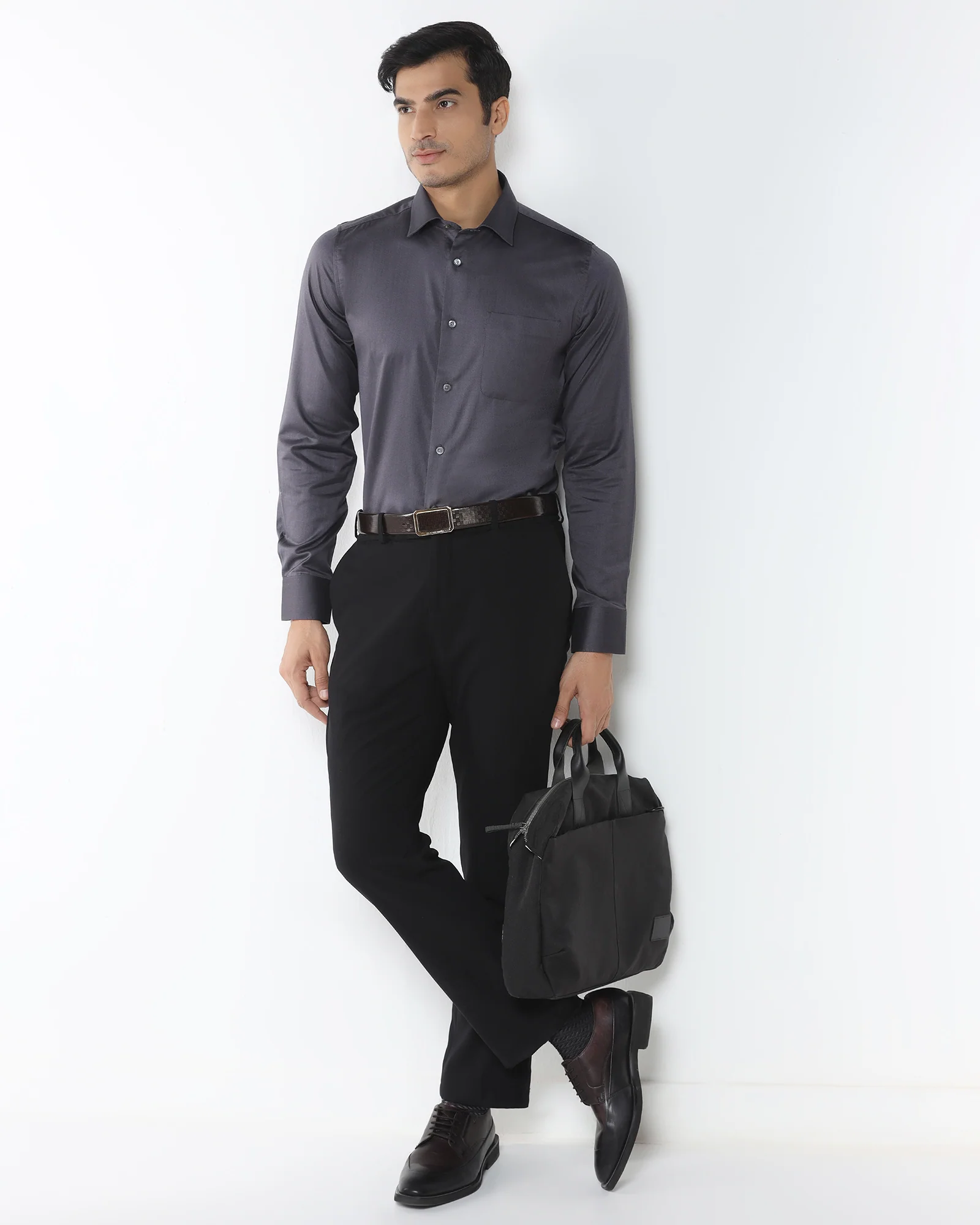 Charcoal Black Luxe Textured Shirt - Crypto - Image 5
