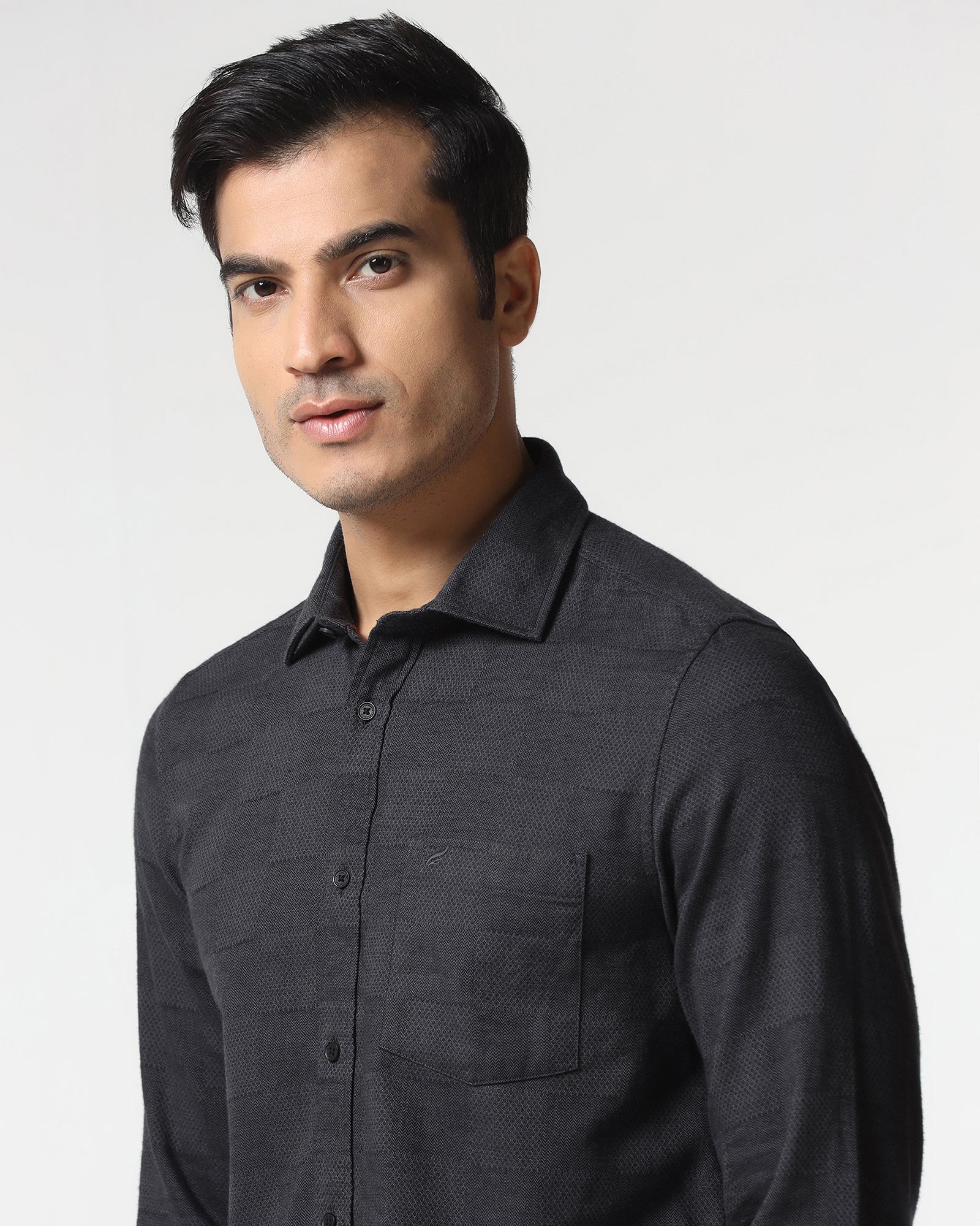 Charcoal Jacquard Shirt - Finja - Image 4