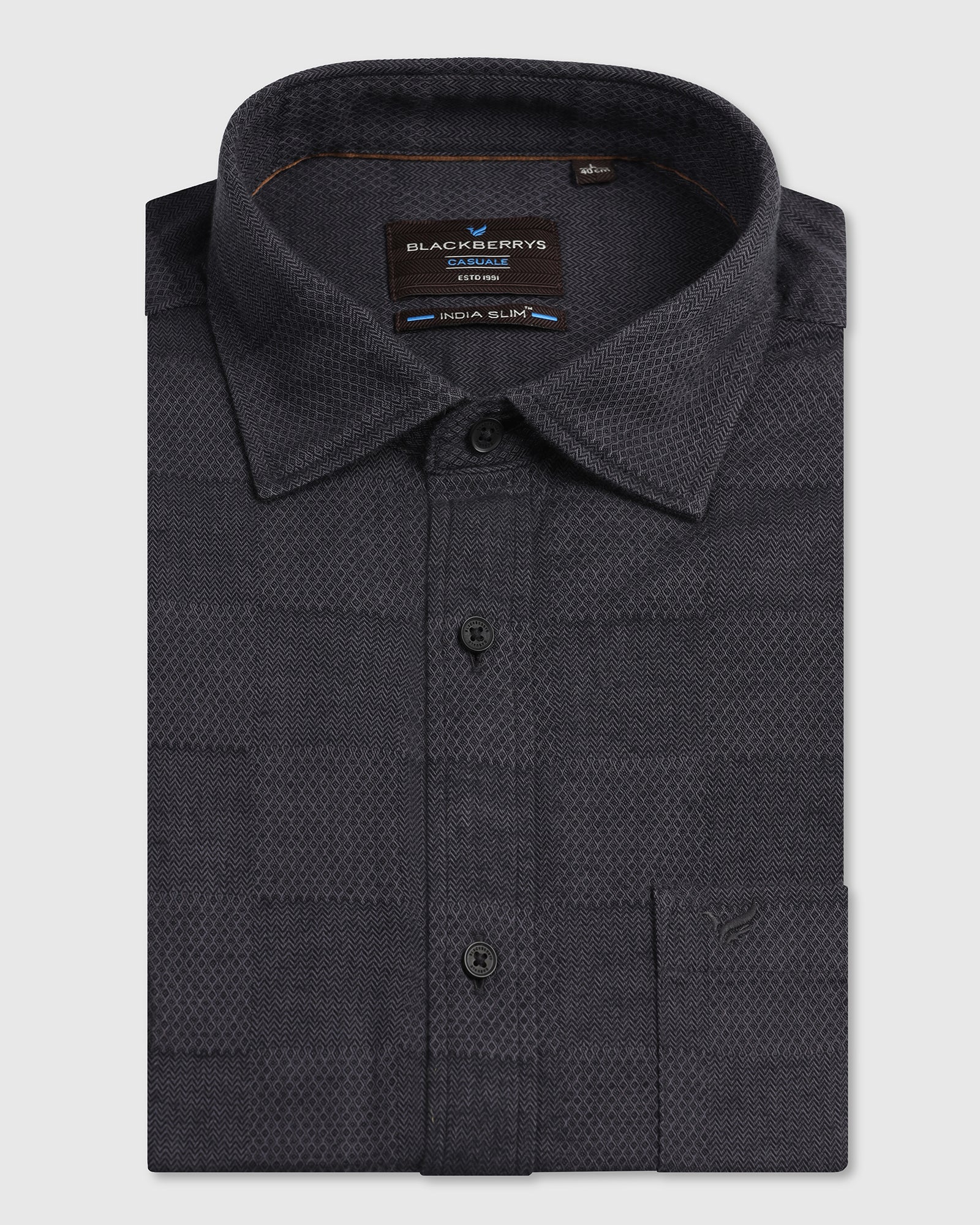 Charcoal Jacquard Shirt - Finja - Image 5