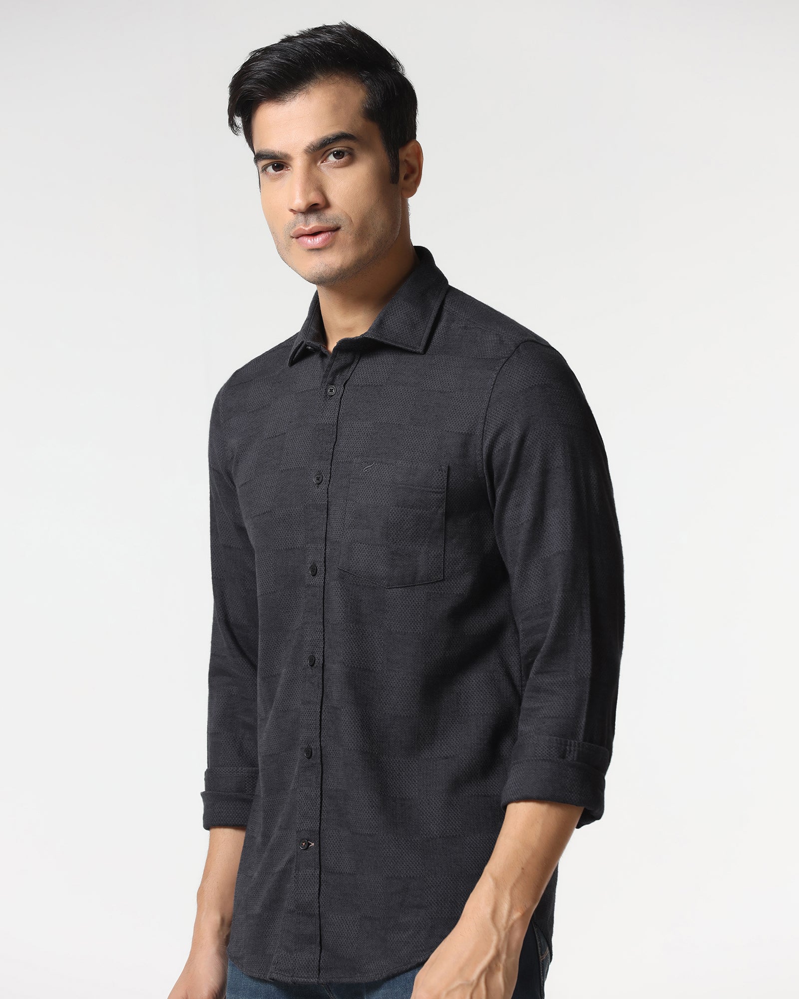 Charcoal Jacquard Shirt - Finja - Image 8