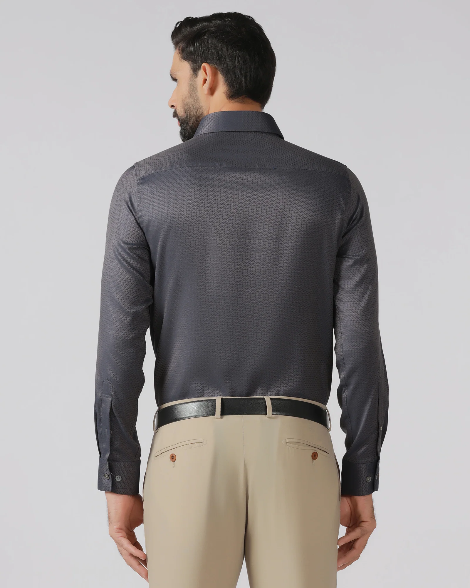 Charcoal Luxe Jacquard Shirt - Mirror - Image 2