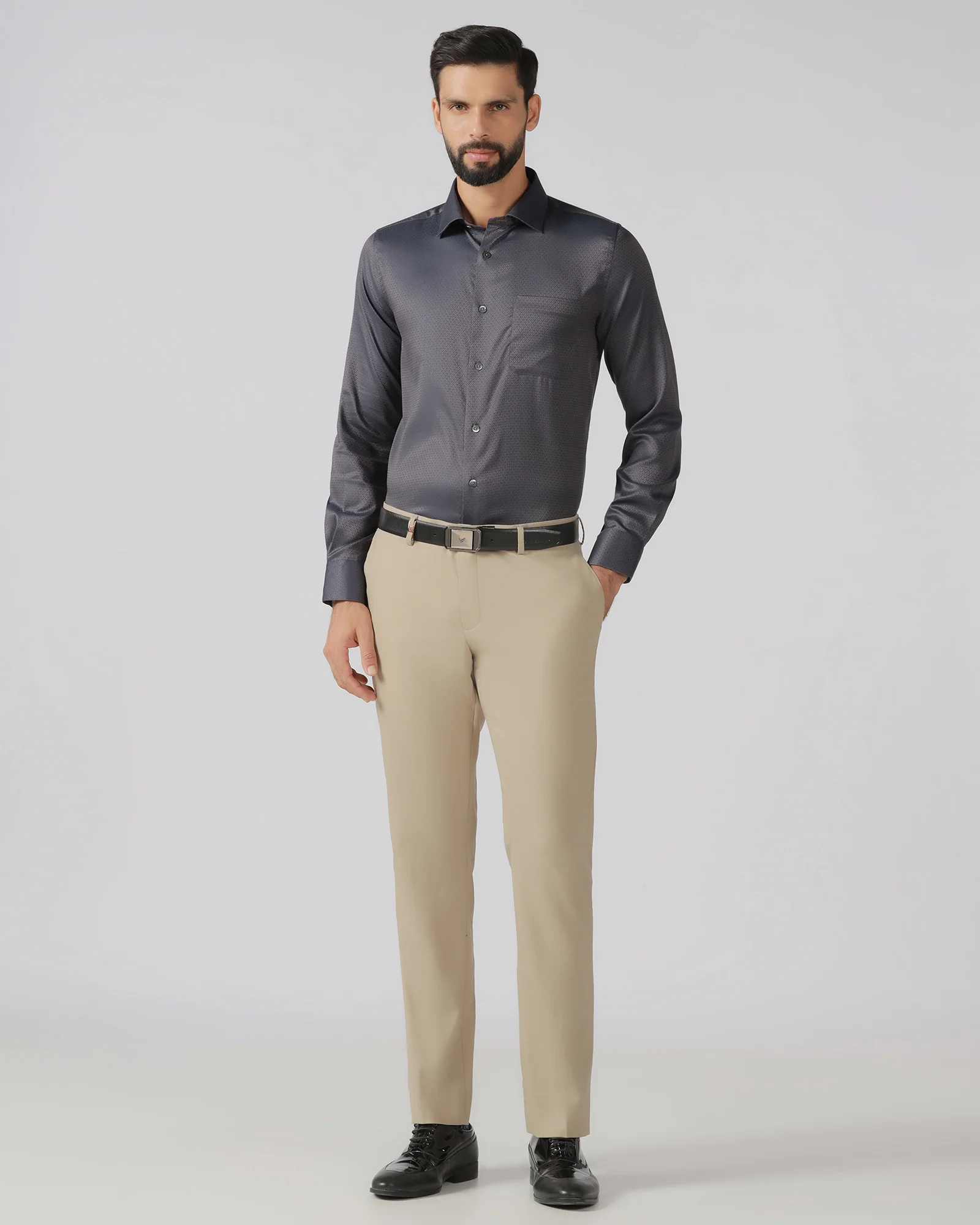 Charcoal Luxe Jacquard Shirt - Mirror - Image 3