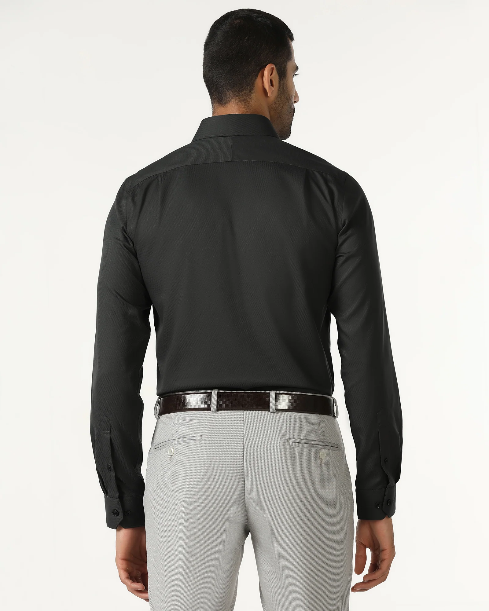 Charcoal Non Iron Textured Shirt - P31 - Image 2