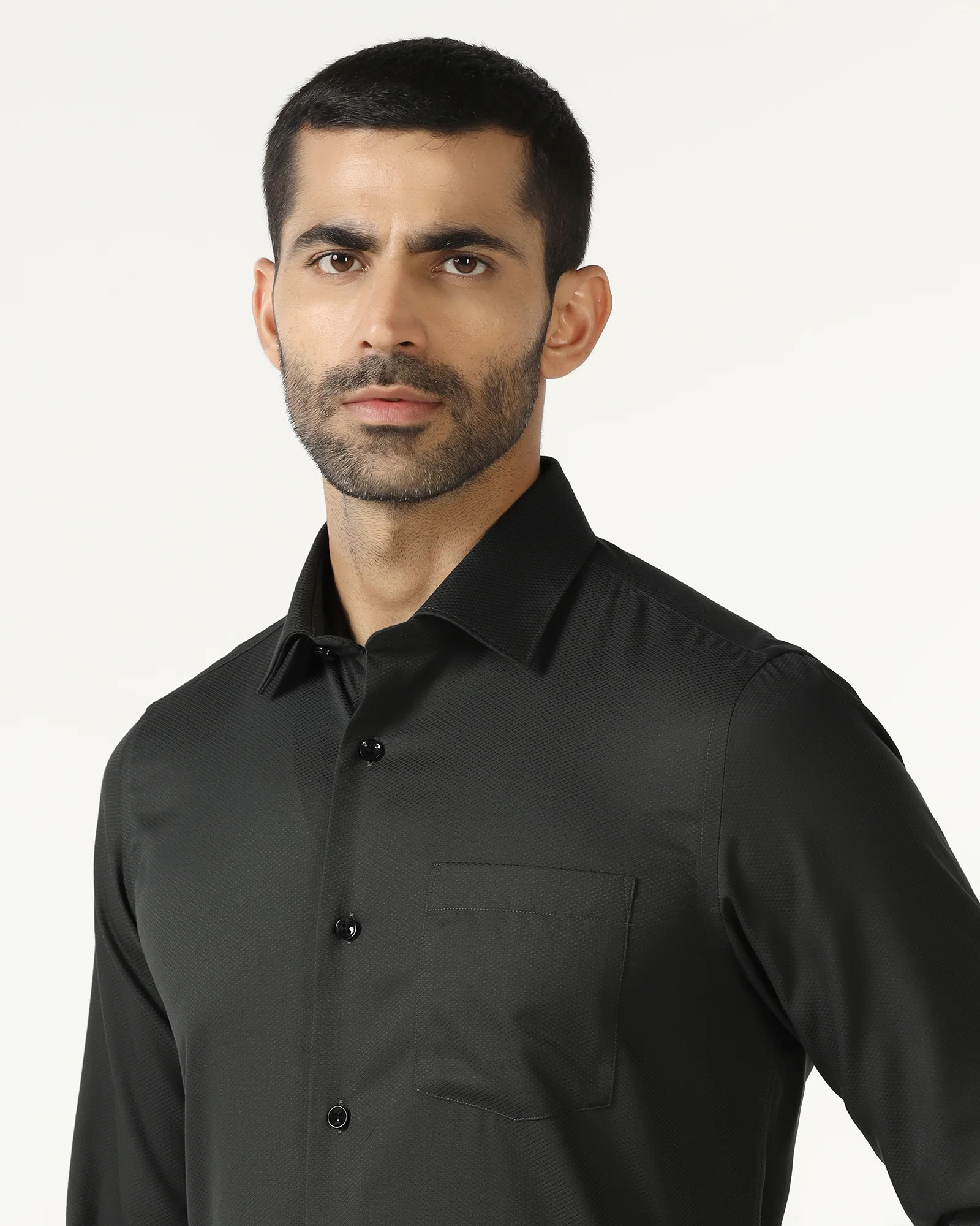 Charcoal Non Iron Textured Shirt - P31 - Image 4