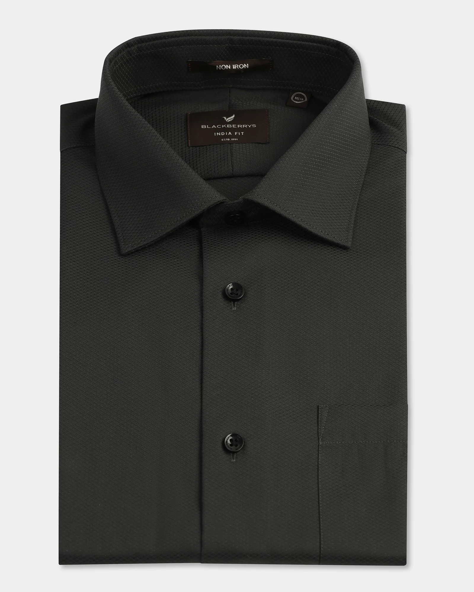 Charcoal Non Iron Textured Shirt - P31 - Image 5
