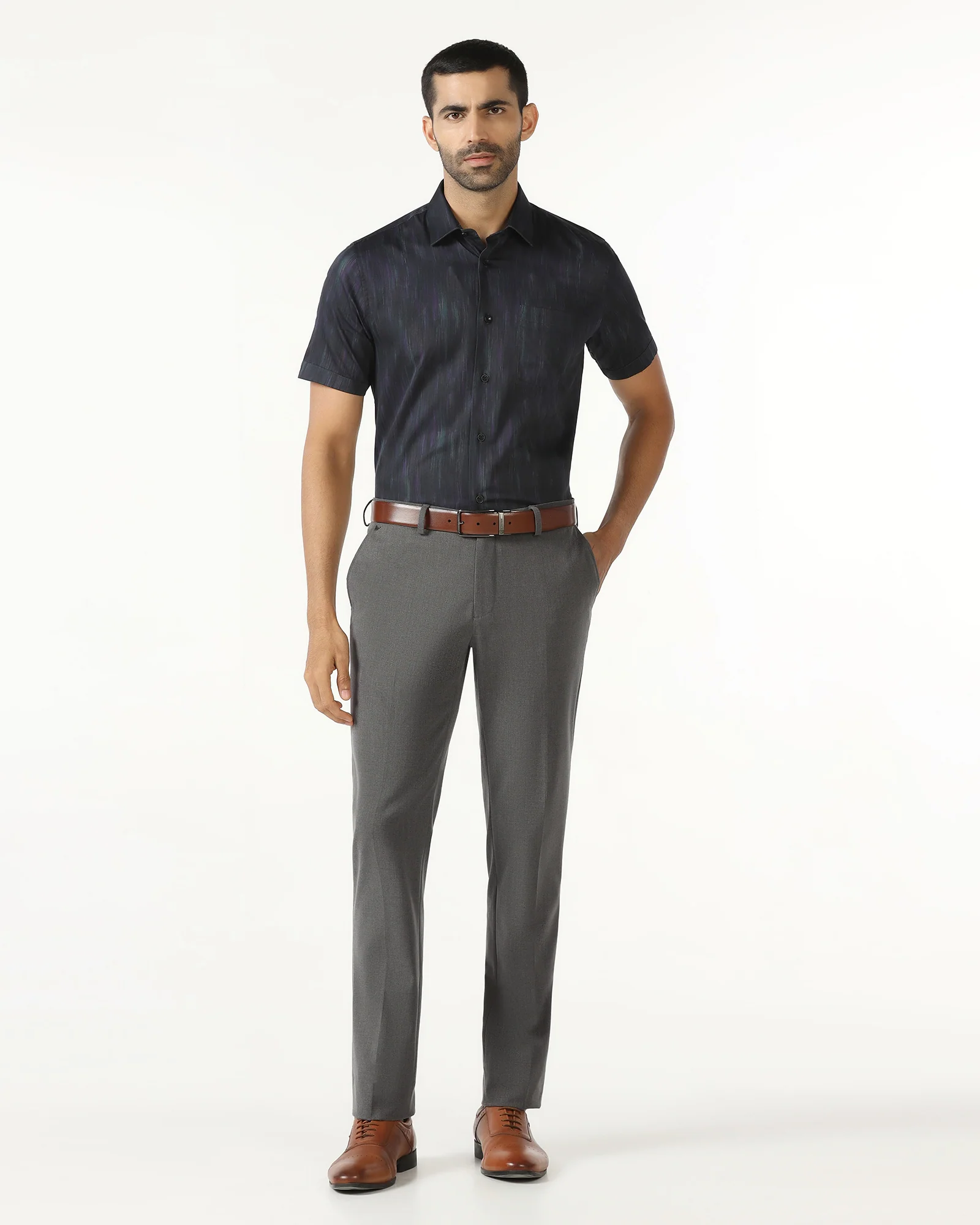 Charcoal Solid Trouser - Sedra