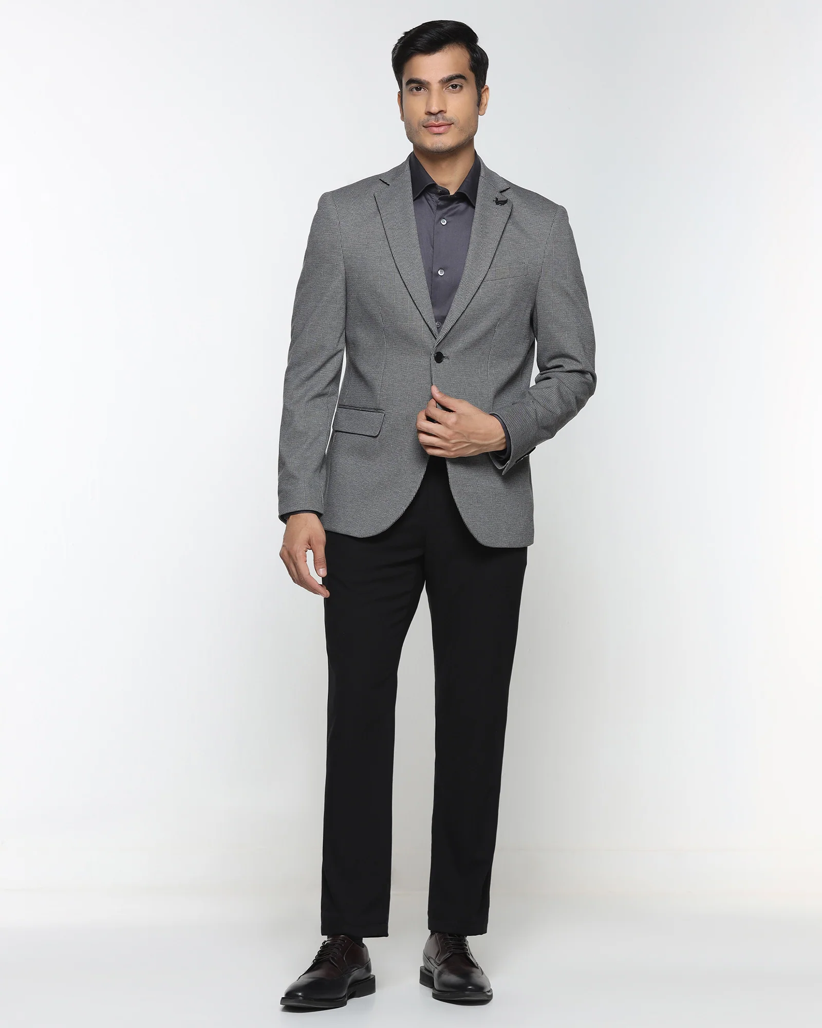 Charcoal Textured Blazer - Artura - Image 3