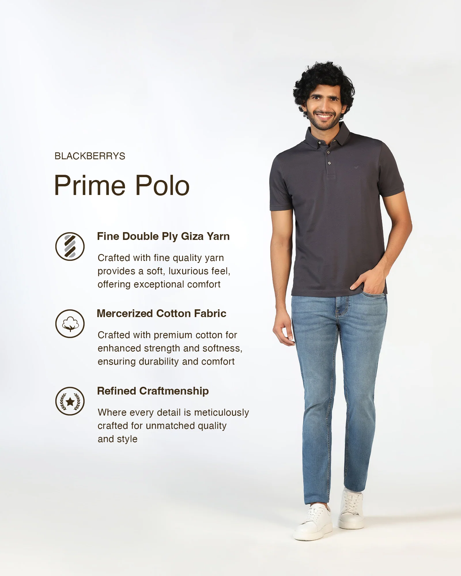 Charcoal Textured Polo - Wayne - Image 3