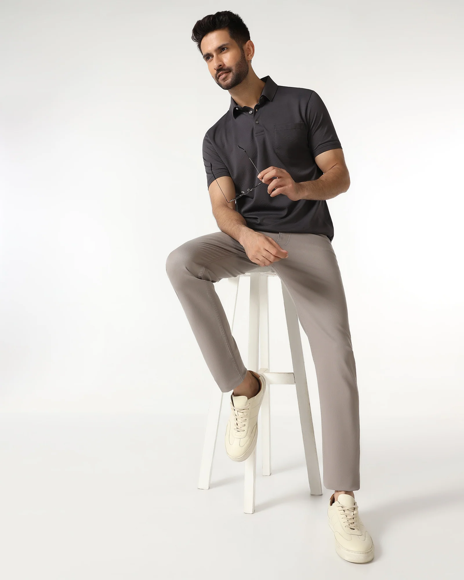 Charcoal Textured Polo - Wayne - Image 7