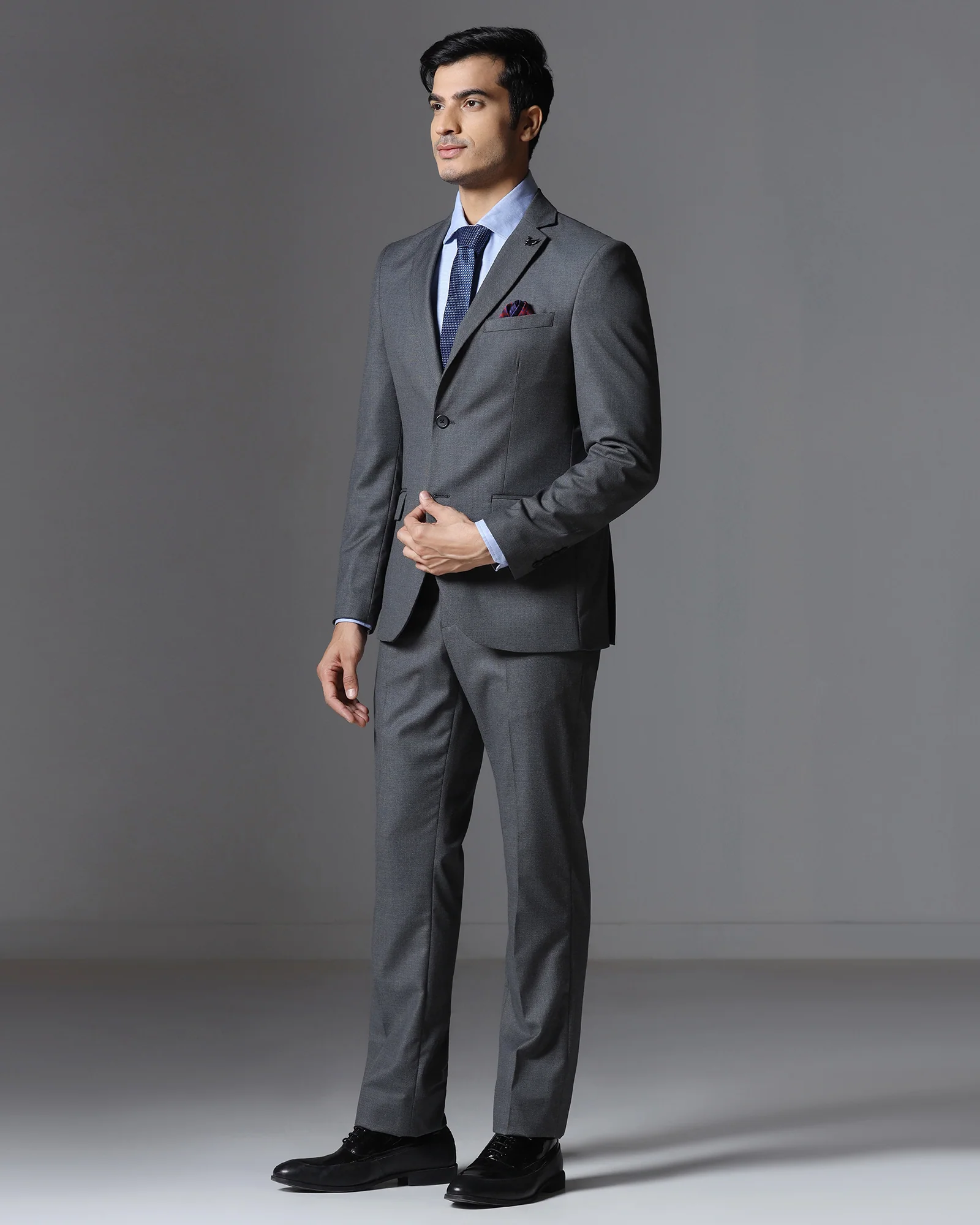 Charcoal Two Piece Textured Suit - Brim - Image 3
