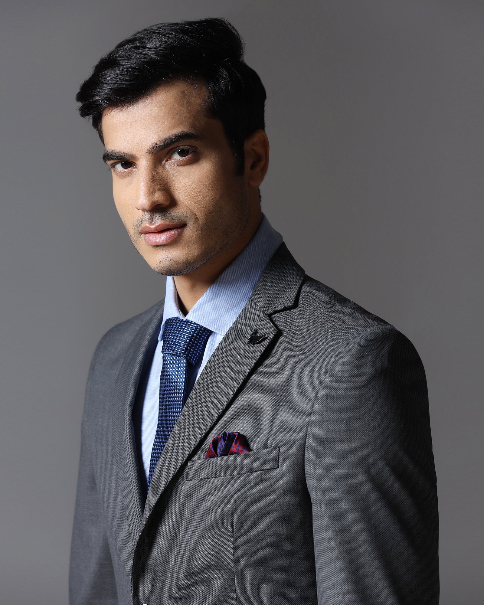 Charcoal Two Piece Textured Suit - Brim - Image 4