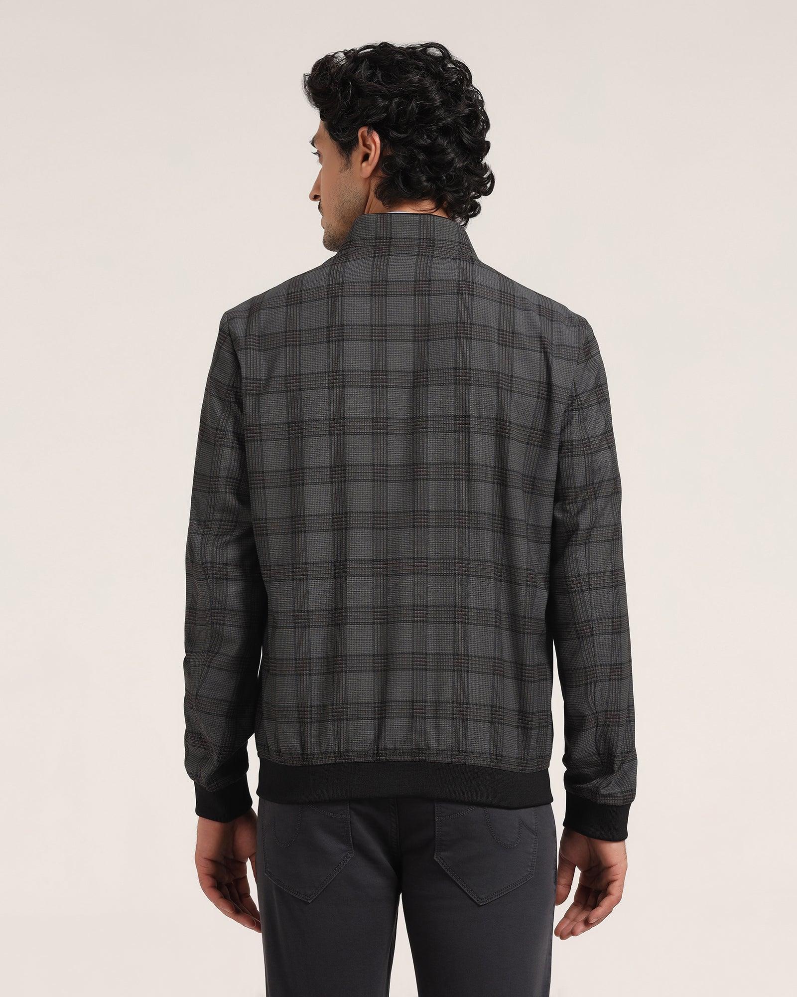 Bomber Charcoal Check Zipper Jacket - Nadra - Image 2