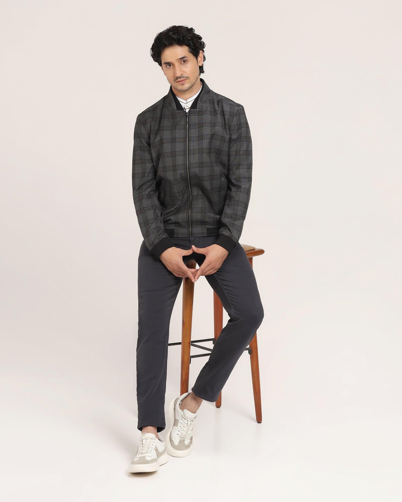 Bomber Charcoal Check Zipper Jacket - Nadra - Image 5