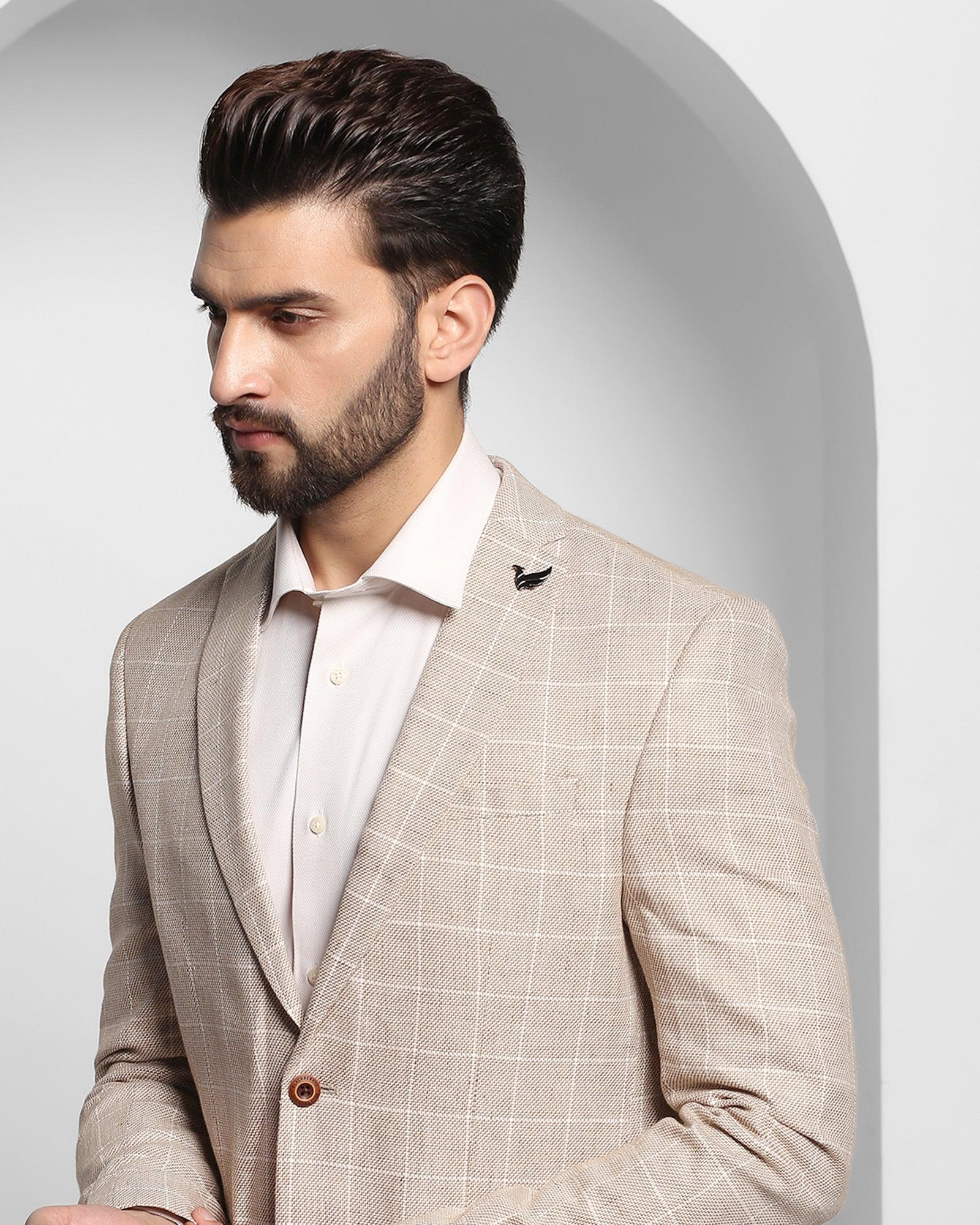 Linen Casual Mid Brown Check Blazer - Scout - Image 4