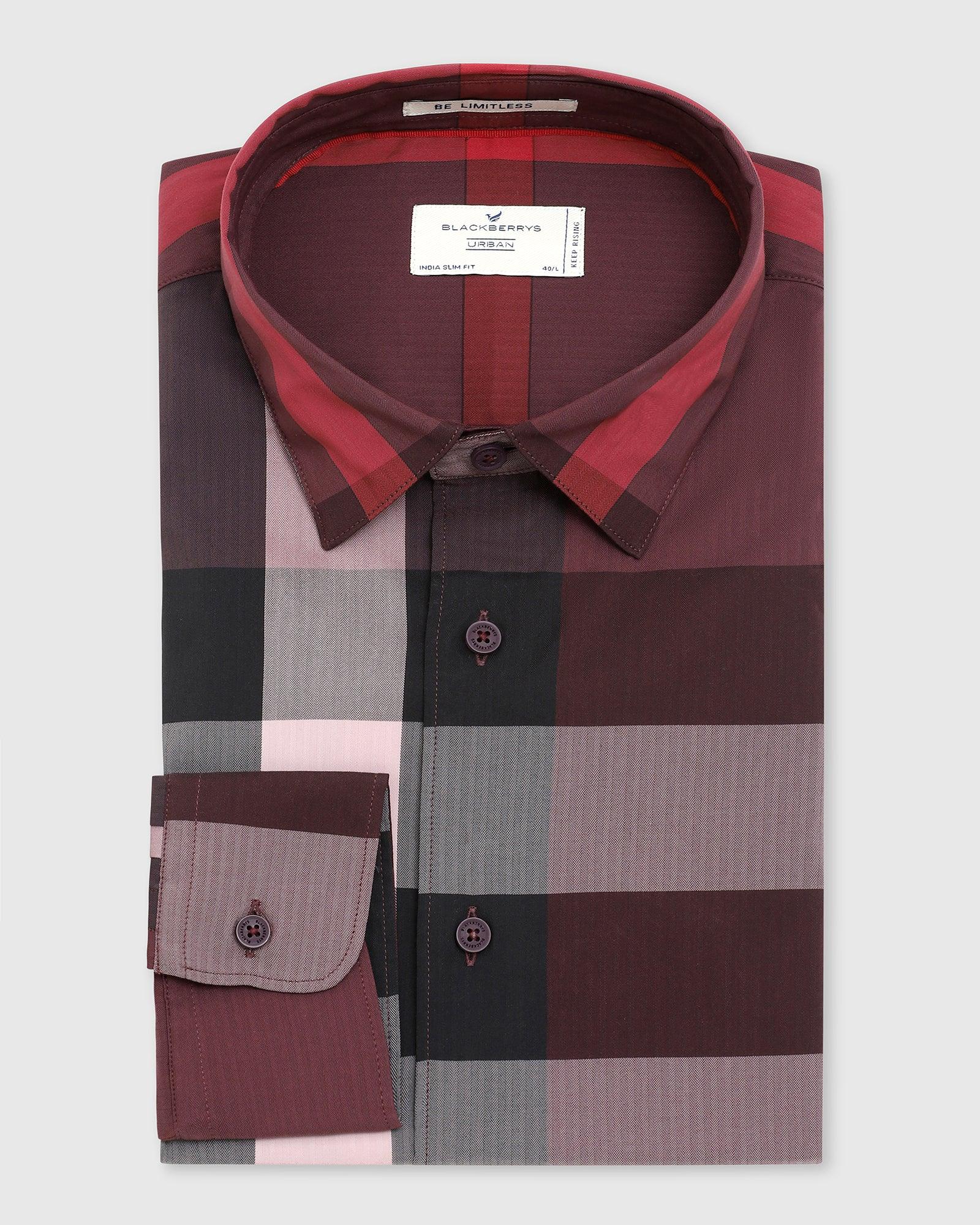 Casual Maroon Check Shirt - Moses - Image 5