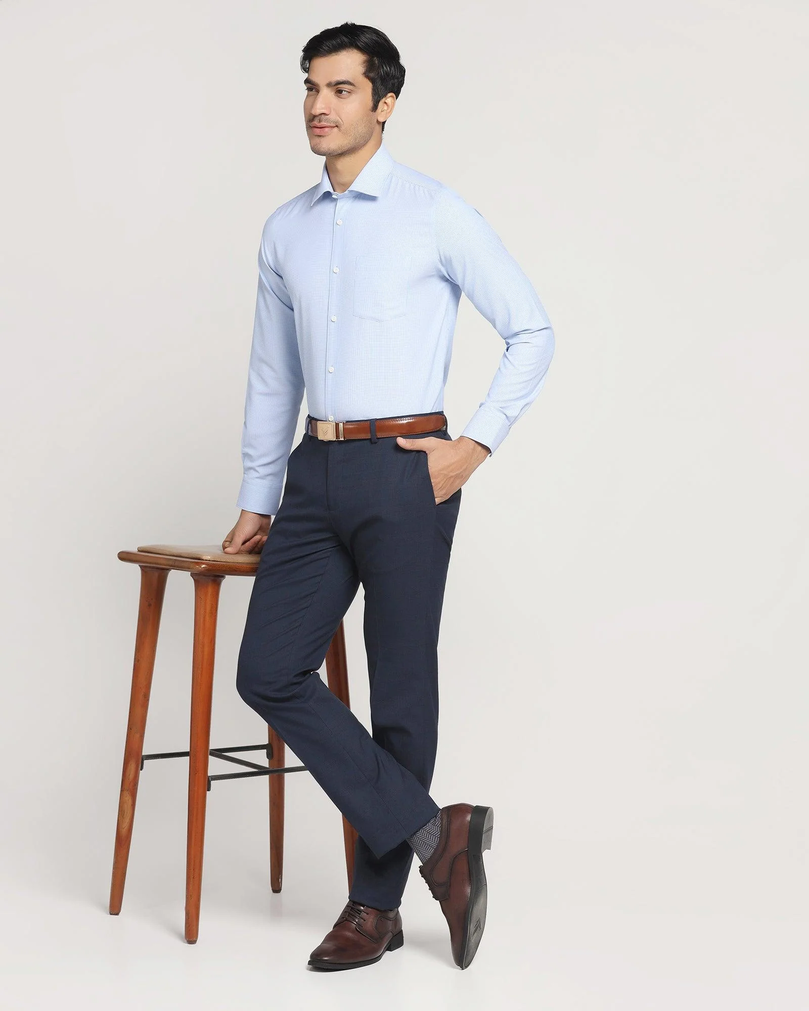 UnWrinkle Formal Blue Check Shirt - Specter - Image 6