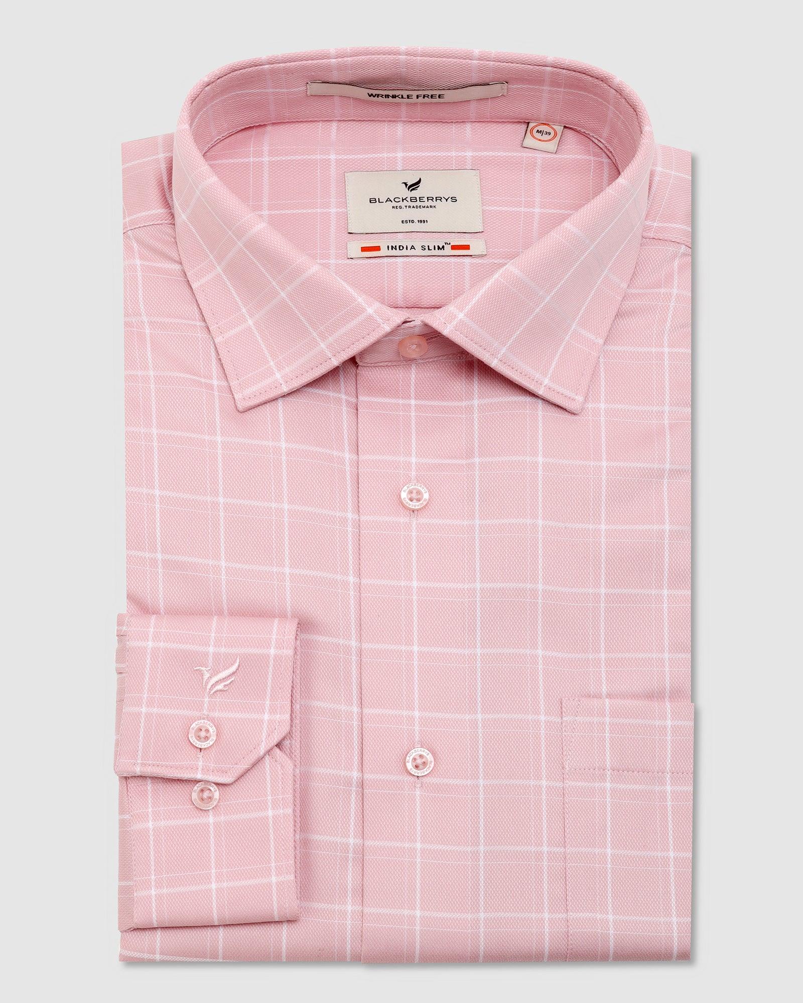 UnWrinkle Formal Dusty Pink Check Shirt - Yeti - Image 5
