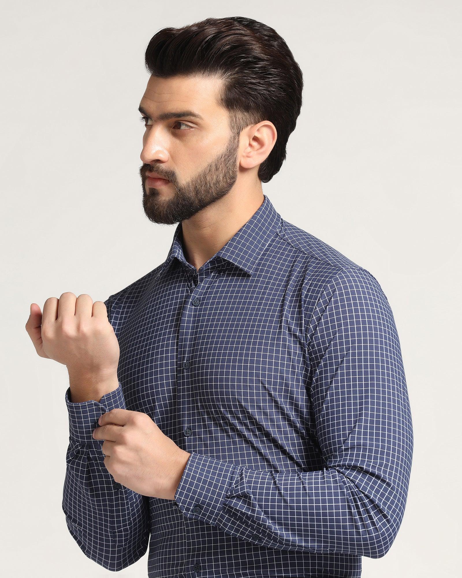 TechPro Formal Navy Check Shirt - Sinq - Image 4