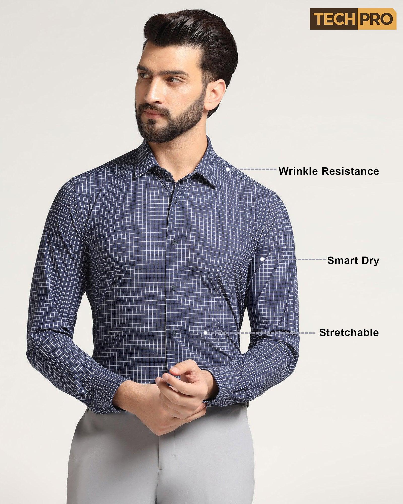 TechPro Formal Navy Check Shirt - Sinq - Image 7