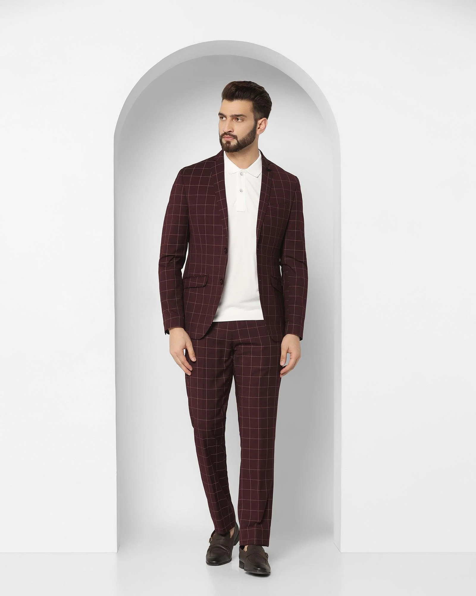Tuxedo Multitude 6X Wine Check Formal Suit - Micah - Image 10