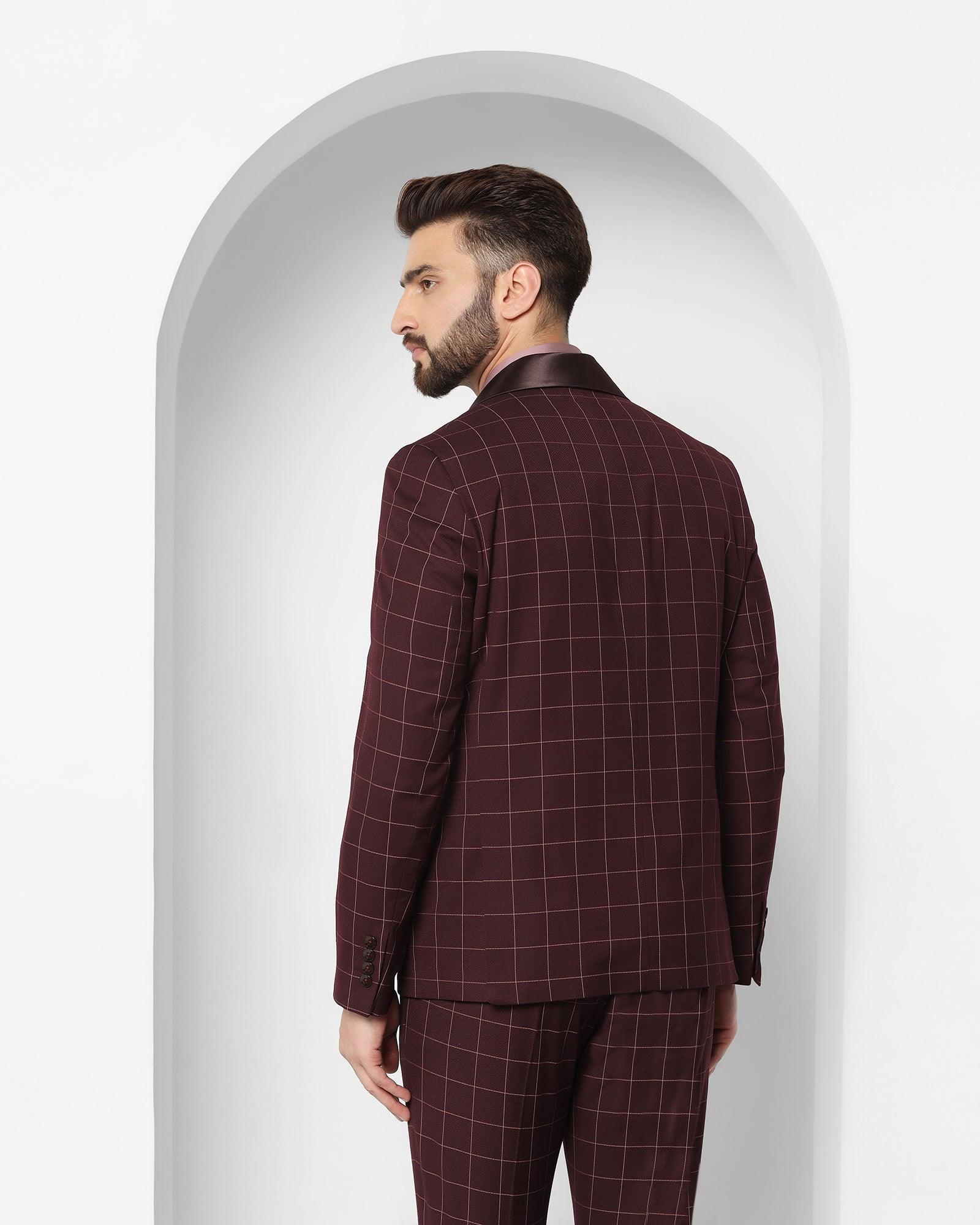 Tuxedo Multitude 6X Wine Check Formal Suit - Micah - Image 2