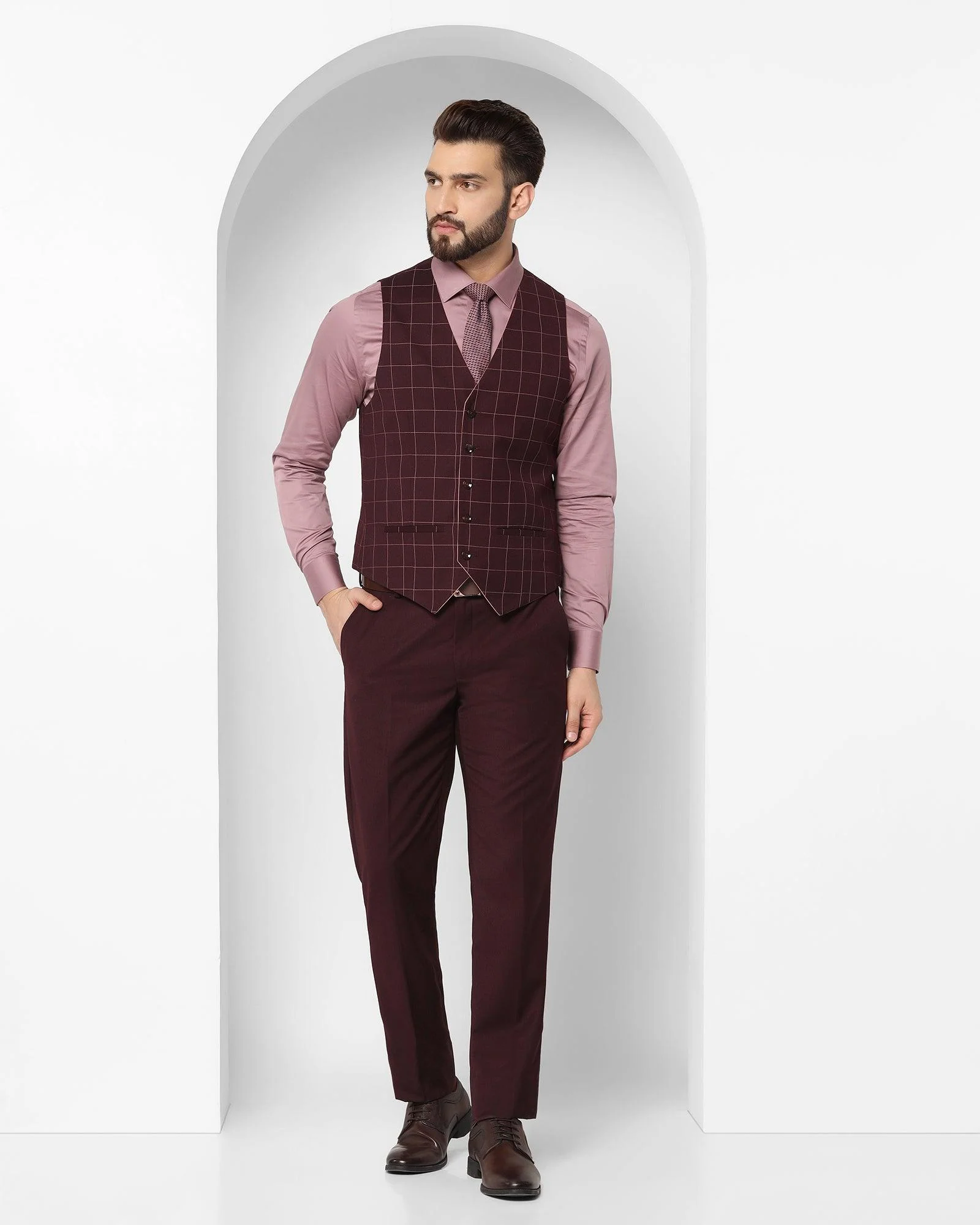 Tuxedo Multitude 6X Wine Check Formal Suit - Micah - Image 5