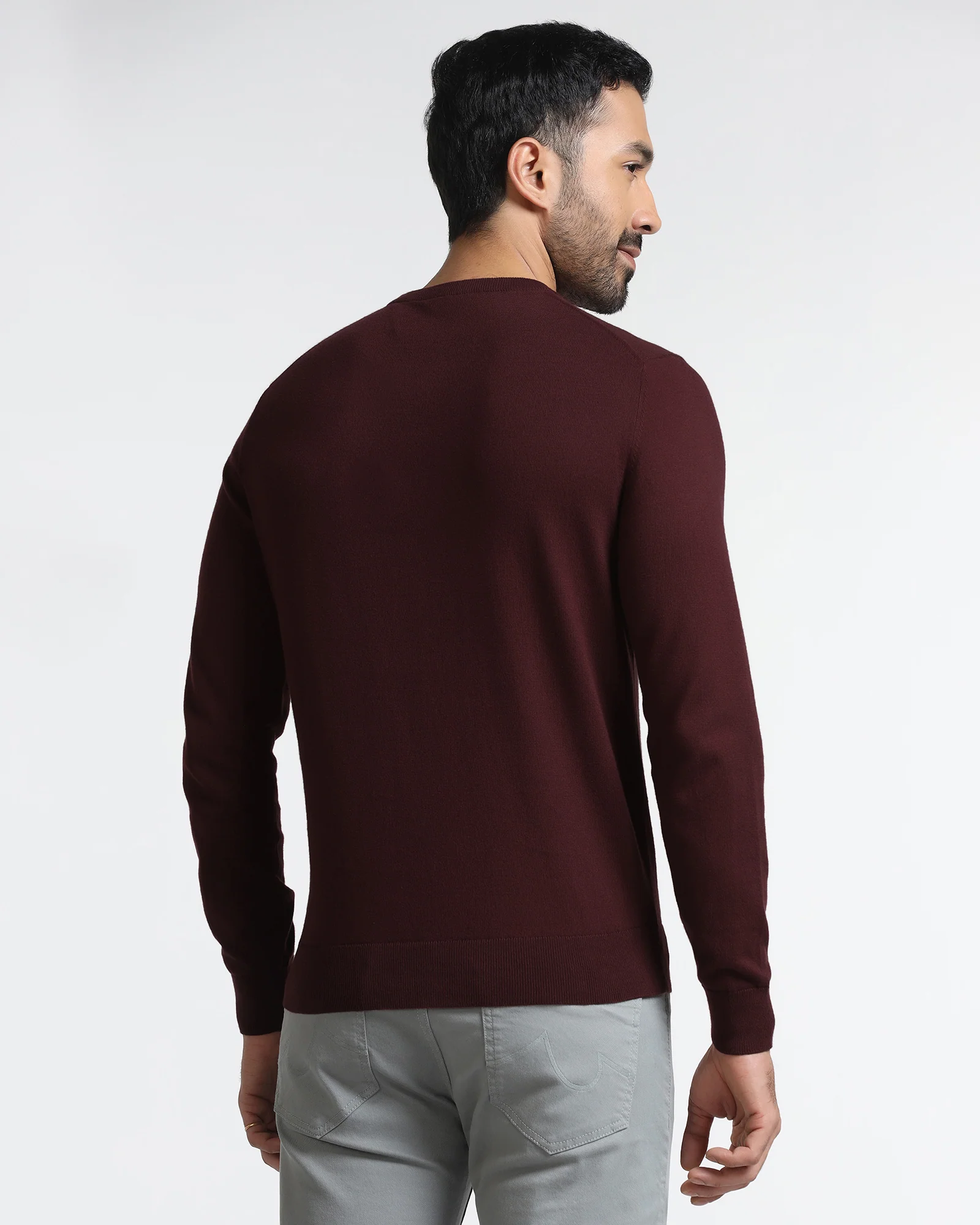 Cherry Lacquer Crew Neck Solid Sweater - Mario - Image 2
