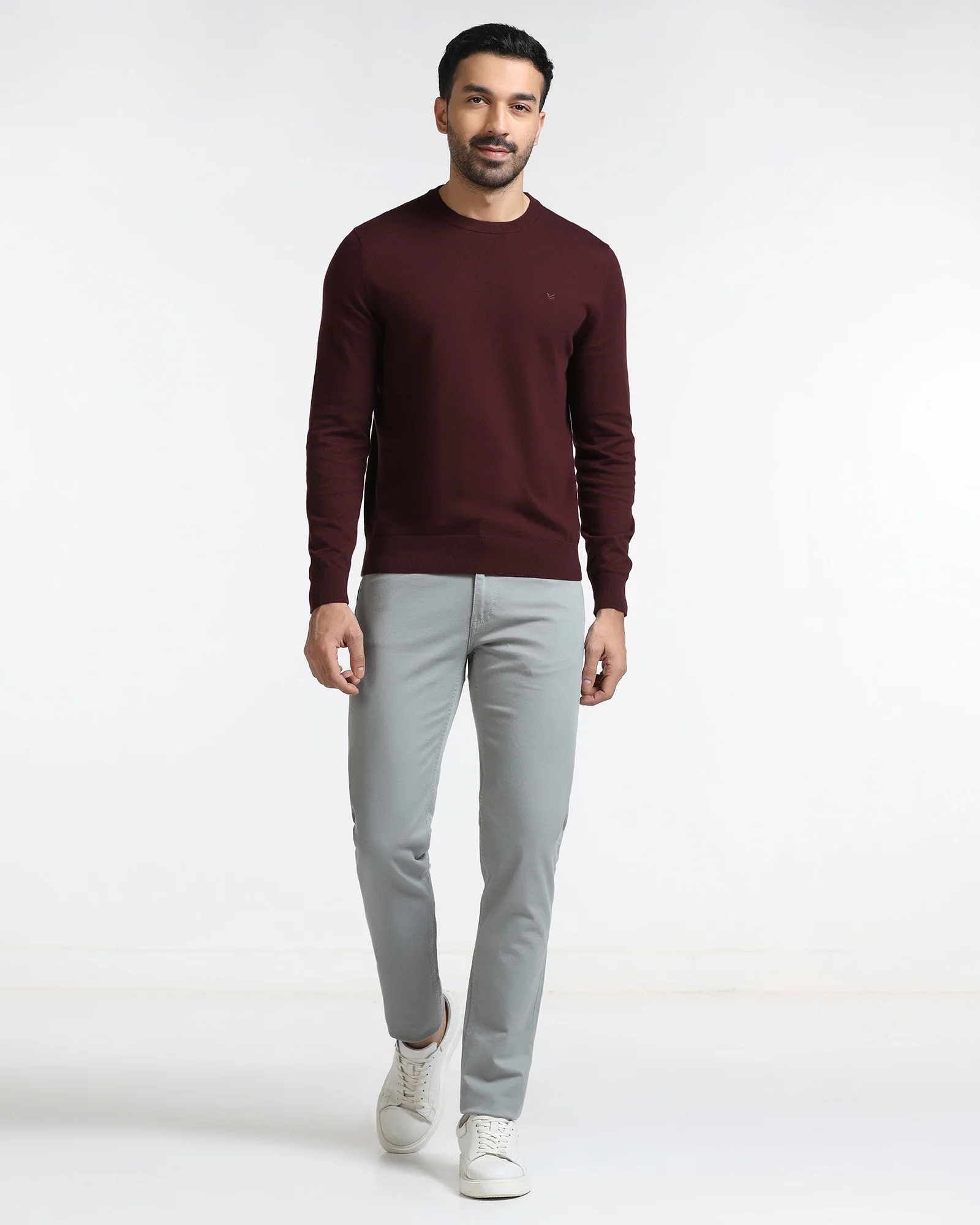 Cherry Lacquer Crew Neck Solid Sweater - Mario - Image 3
