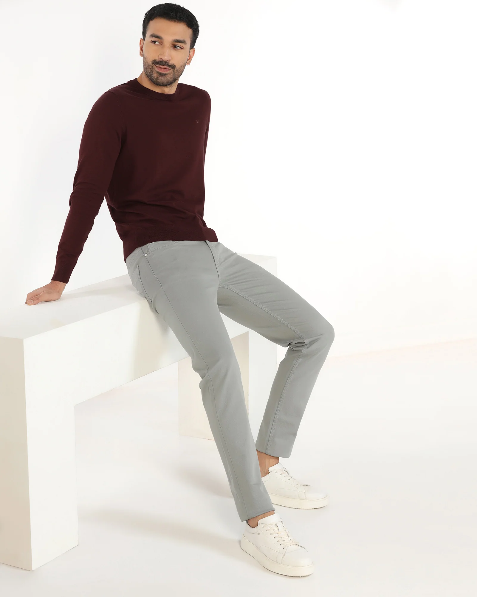 Cherry Lacquer Crew Neck Solid Sweater - Mario - Image 6