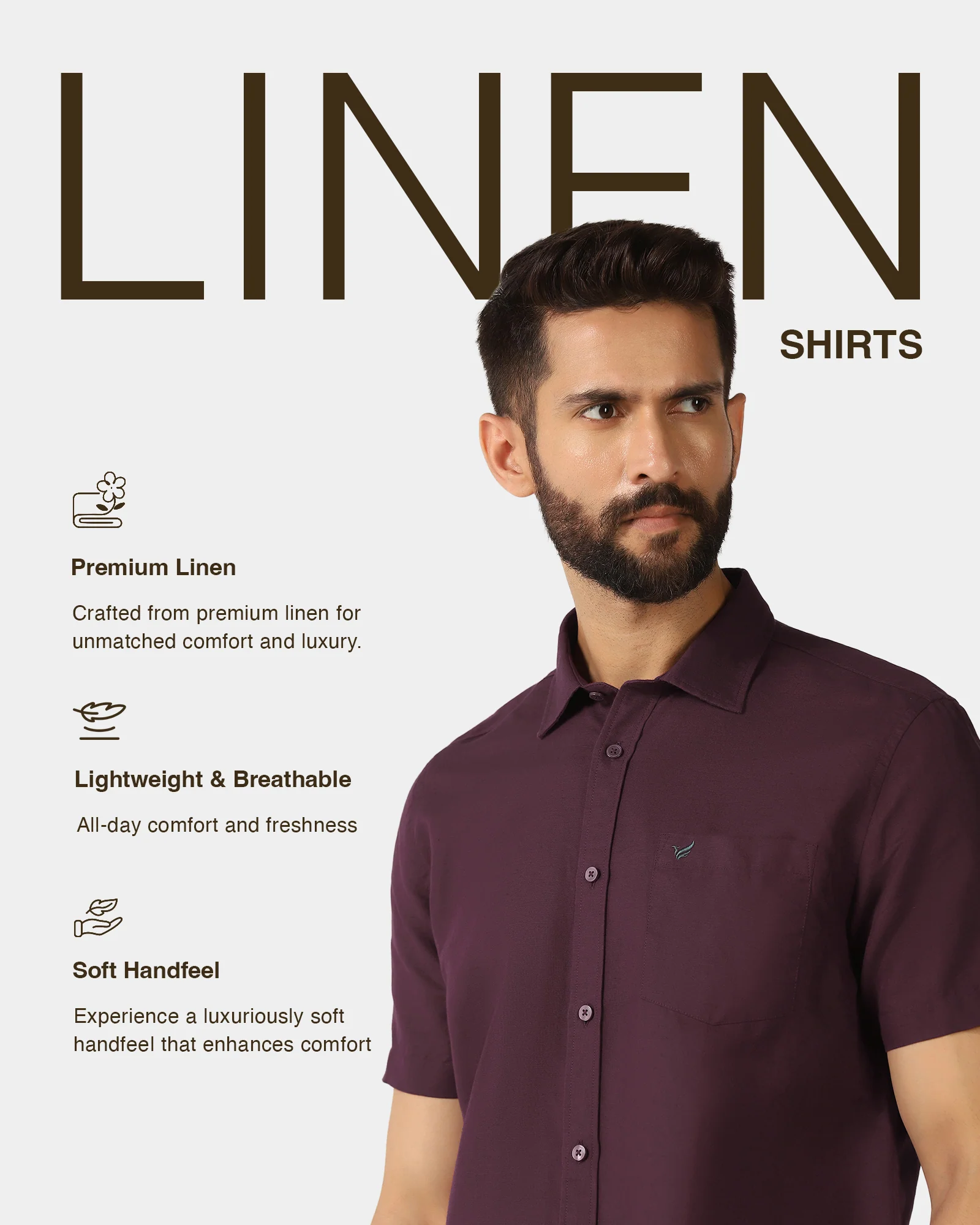 Cherry Lacquer Half Sleeve Linen Solid Shirt - Salmon - Image 4