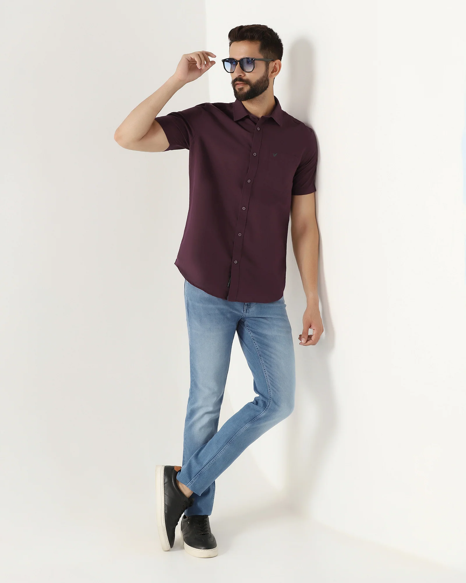 Cherry Lacquer Half Sleeve Linen Solid Shirt - Salmon - Image 9