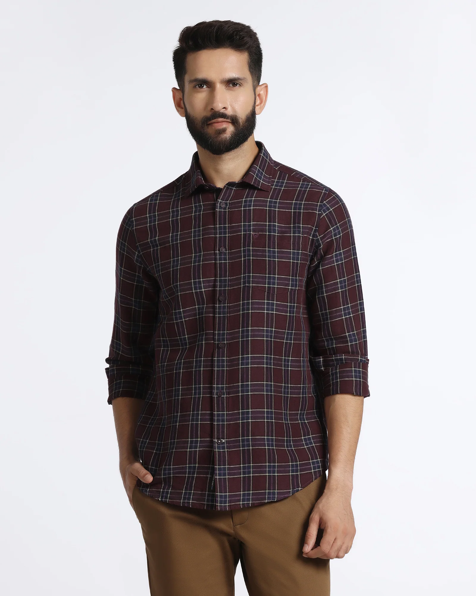 Cherry Lacquer Linen Check Shirt - Madrik