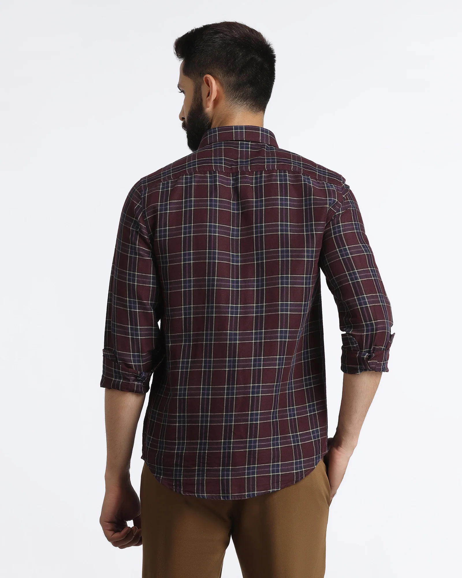 Cherry Lacquer Linen Check Shirt - Madrik - Image 2