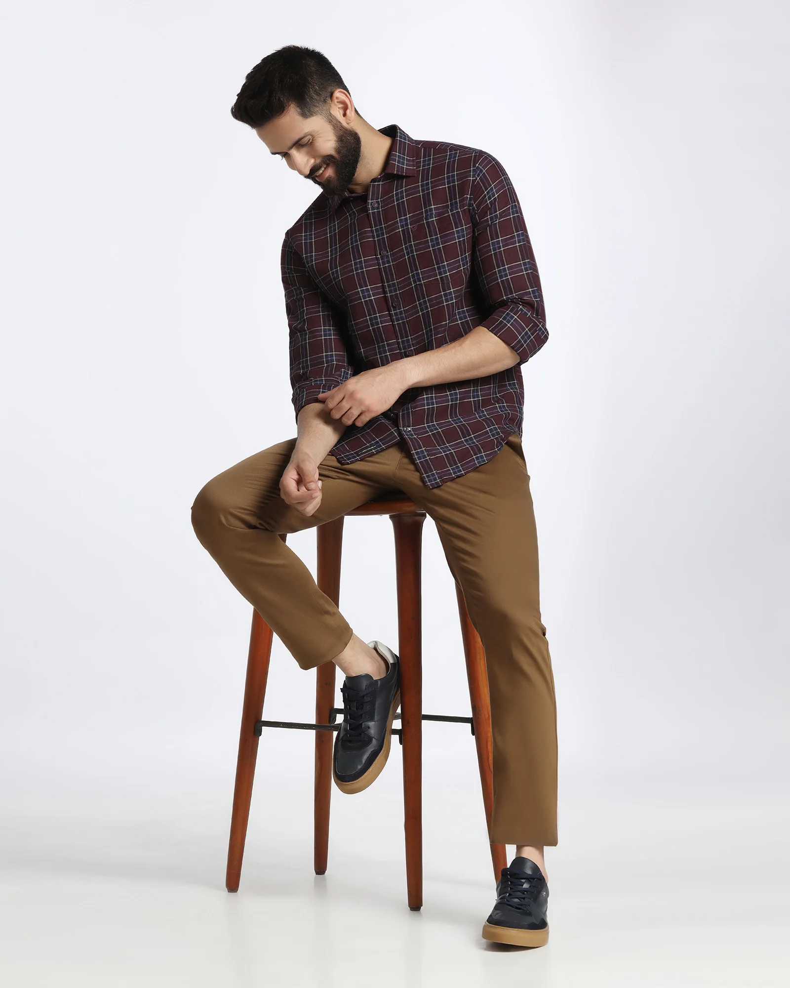 Cherry Lacquer Linen Check Shirt - Madrik - Image 8
