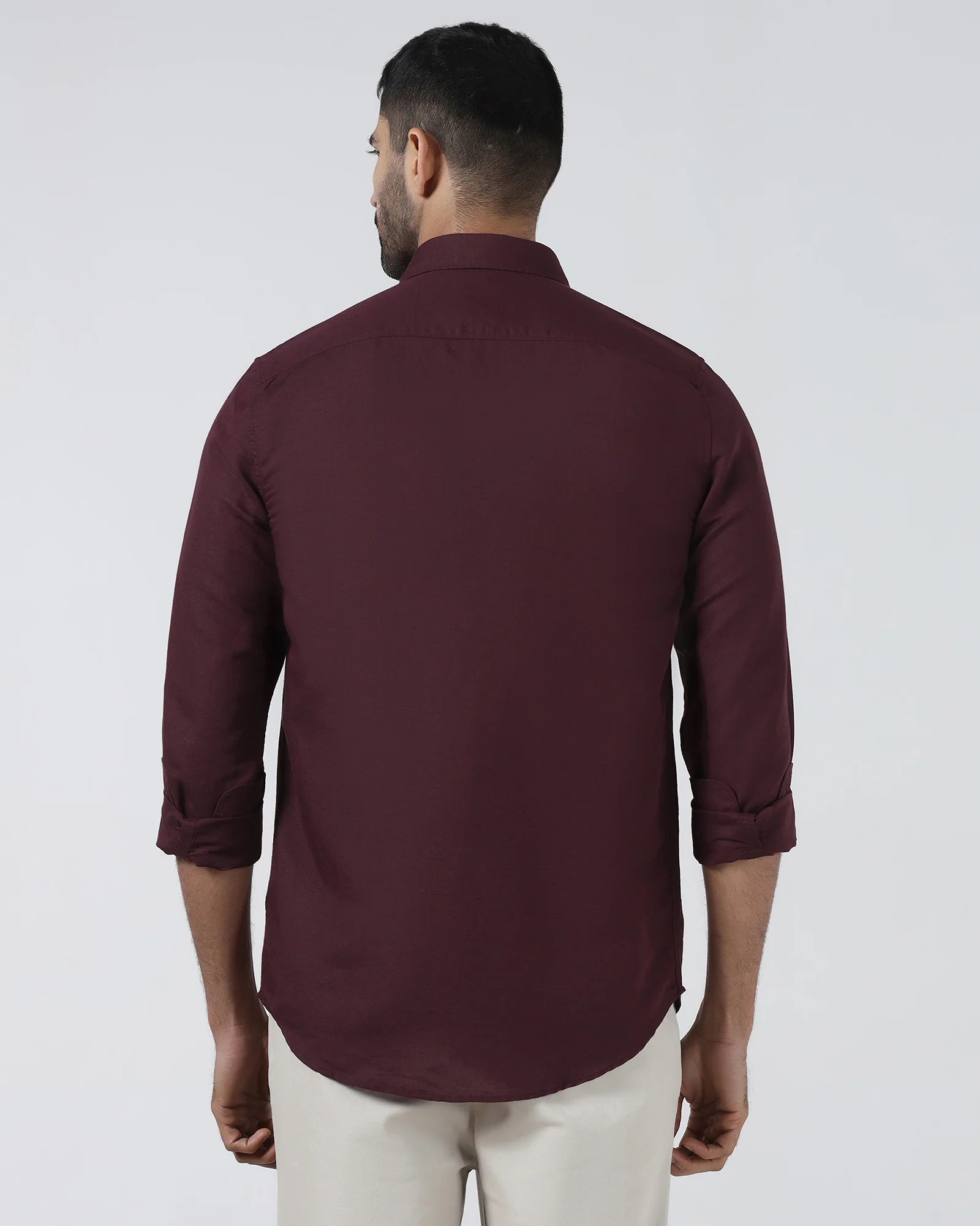 Cherry Lacquer Linen Solid Shirt - Salmon - Image 2