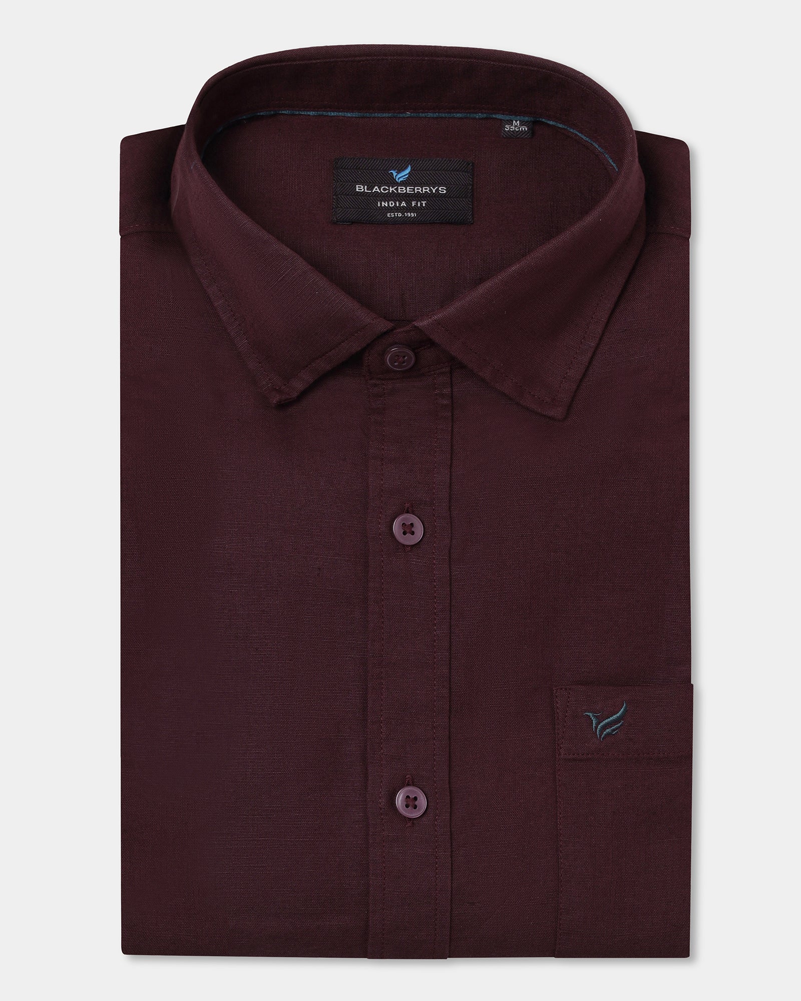 Cherry Lacquer Linen Solid Shirt - Salmon - Image 5