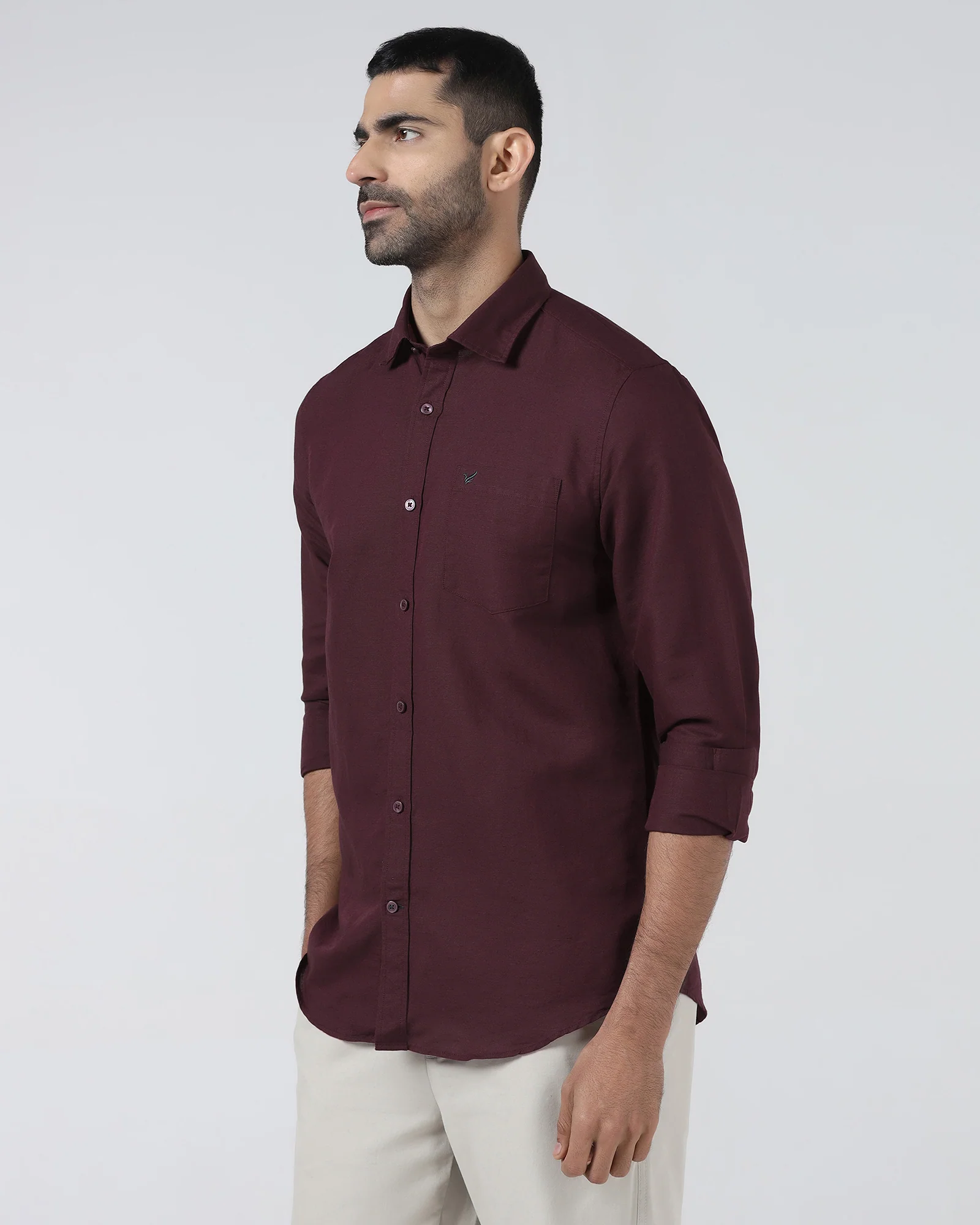 Cherry Lacquer Linen Solid Shirt - Salmon - Image 8
