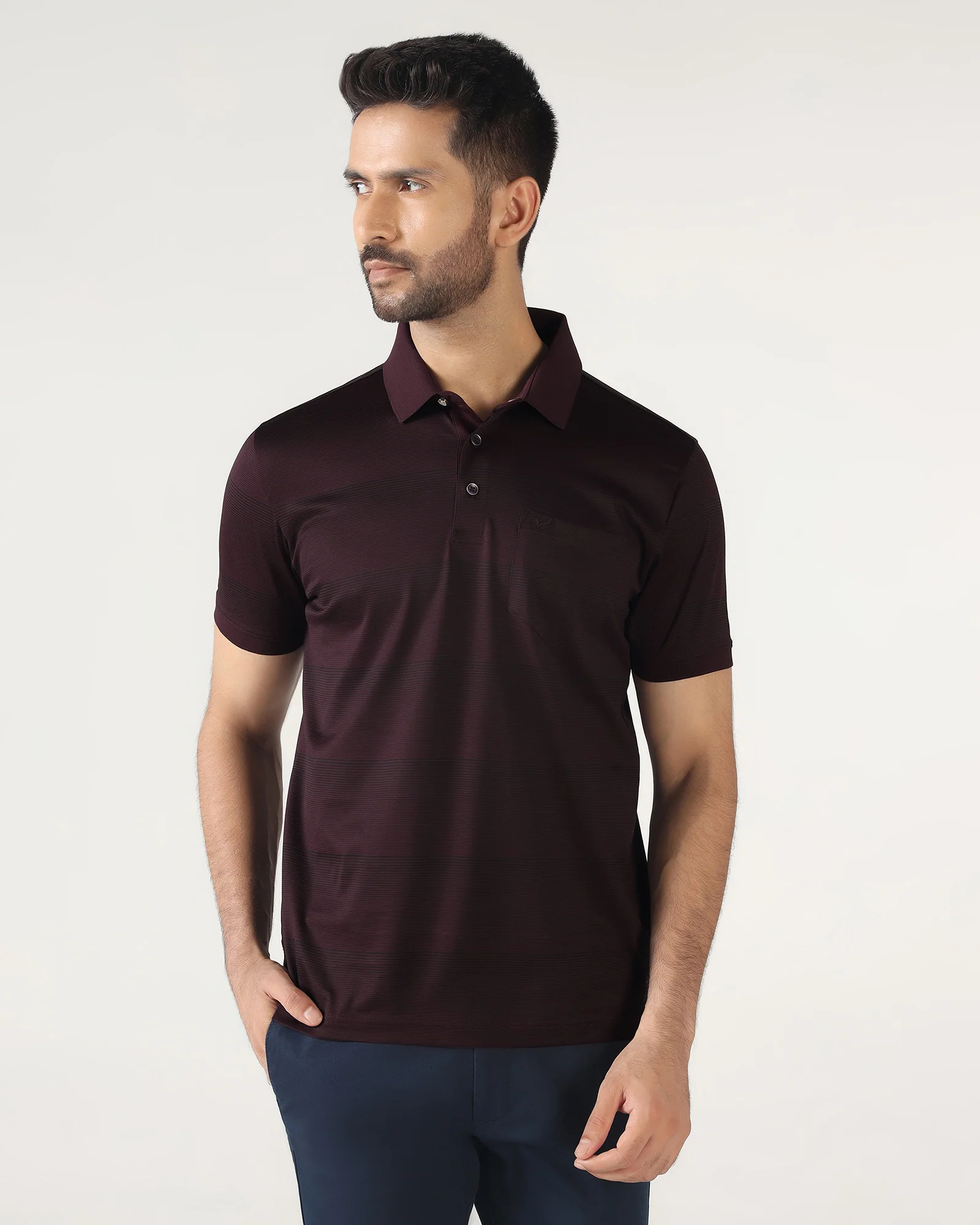 Cherry Lacquer Stripe Polo - Tip
